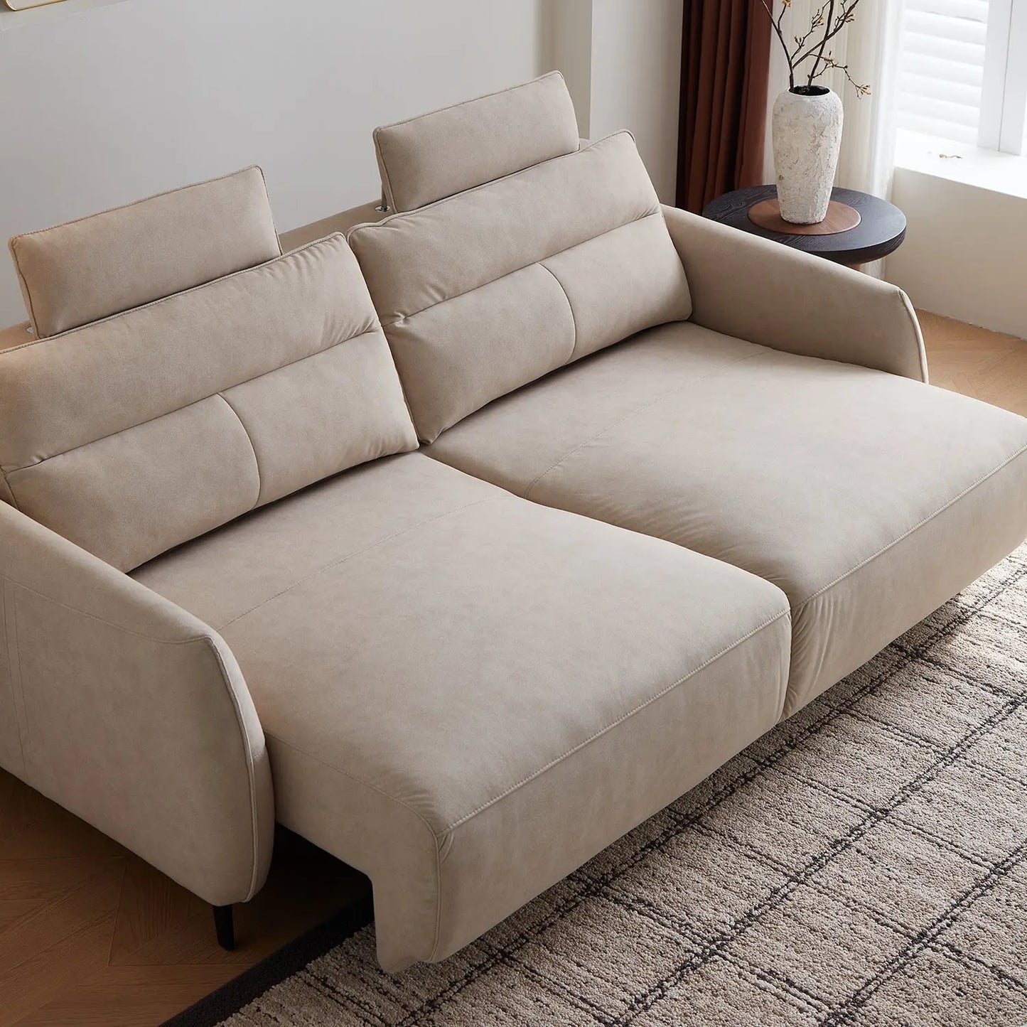 Modern Foldable Sofa Bed 3-Seater Electric Reclining Extendable Sofa Set for Small Living Rooms Marsiling