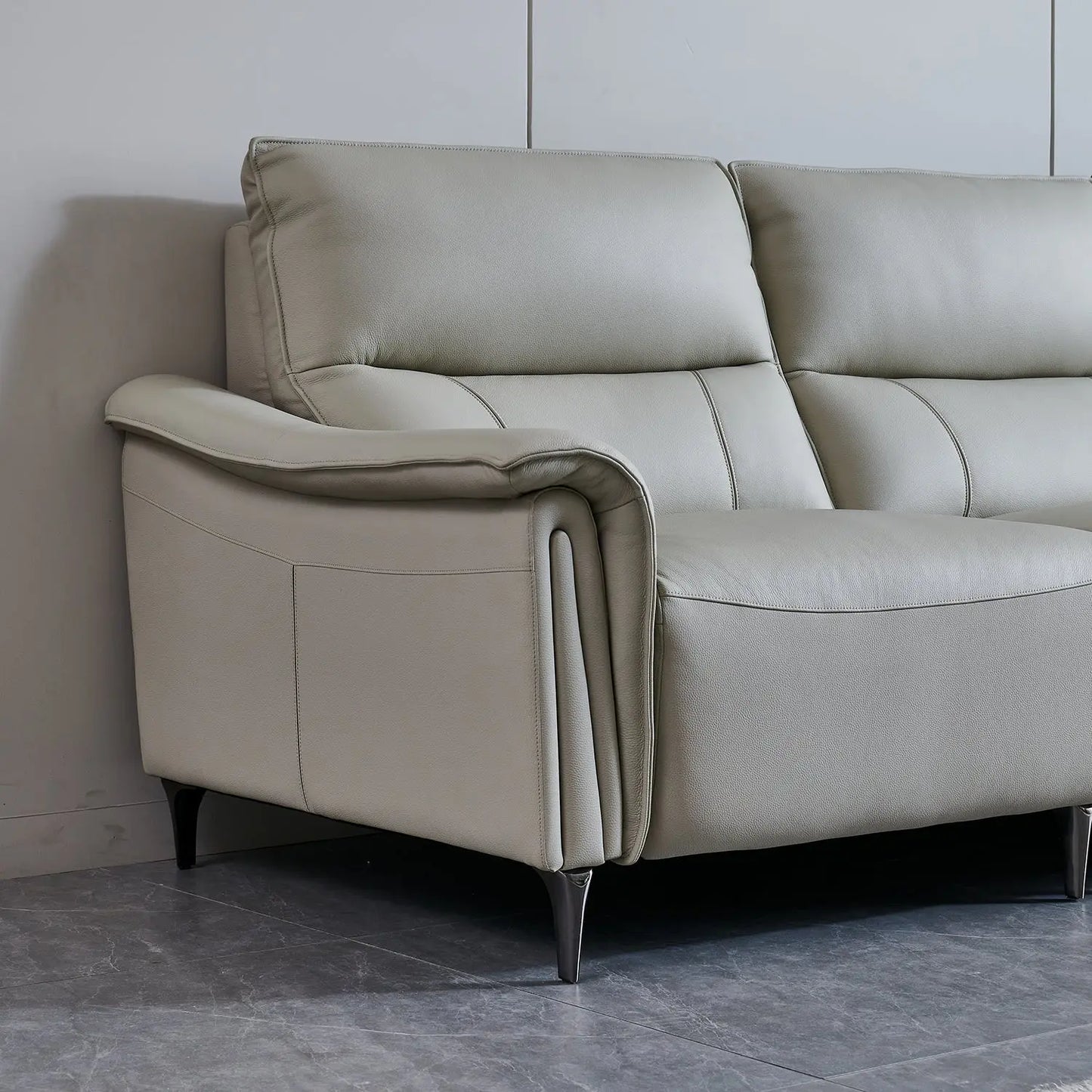 Contemporary Cream Genuine Leather Modular Couch Set Electric Function Recliner Sofa with USB Charging Marsiling Furniture