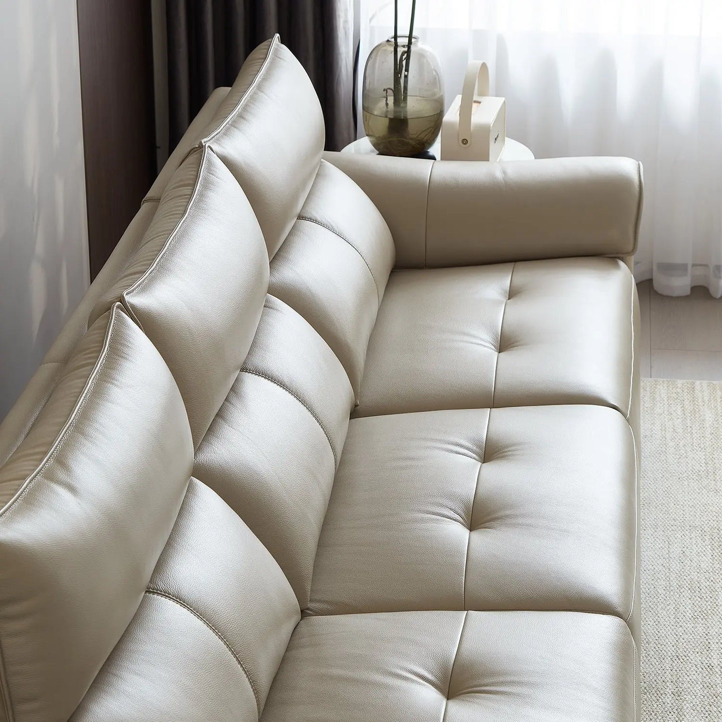 Leather Power Function Adjustable Backrest Modular Recliner Couch Sofa with USB and Type-C Charging Port Marsiling Furniture