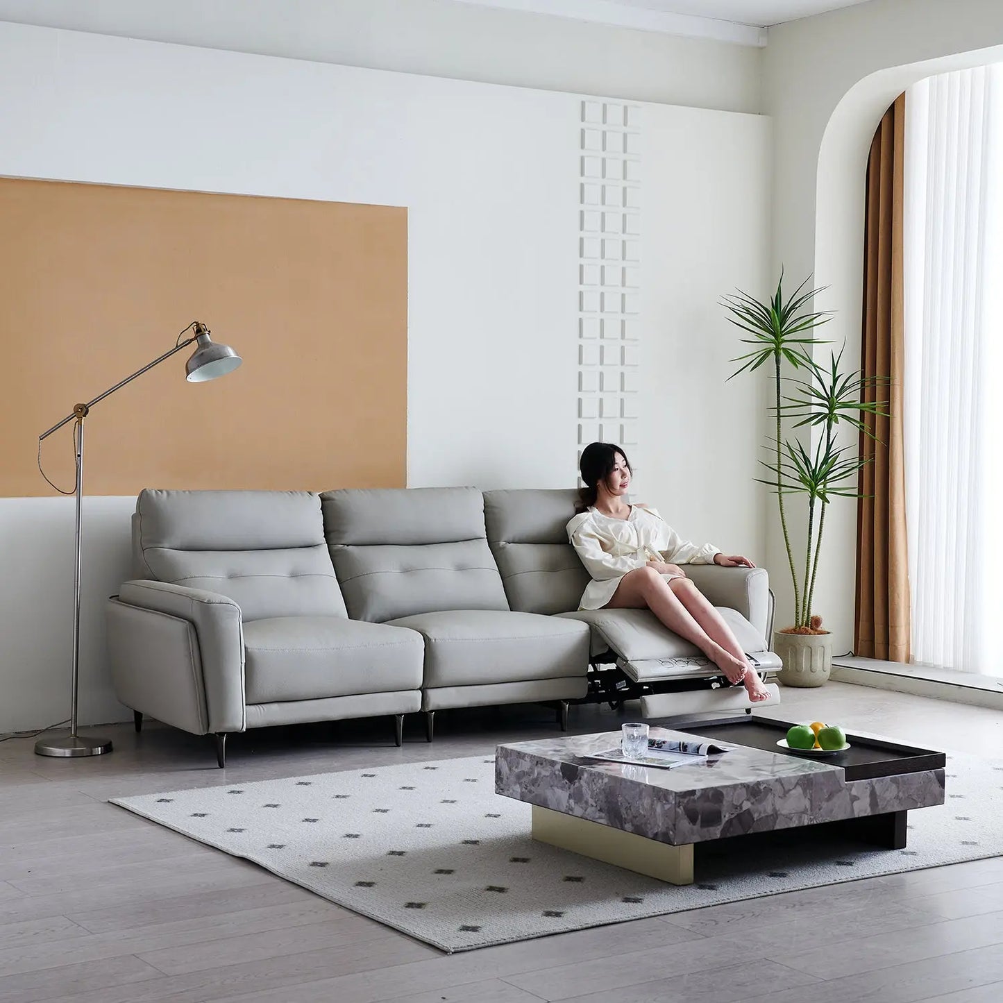 Three-Seat Multi-Functional Sofa Combination Recliner Electric Functional Sofa Marsiling Furniture