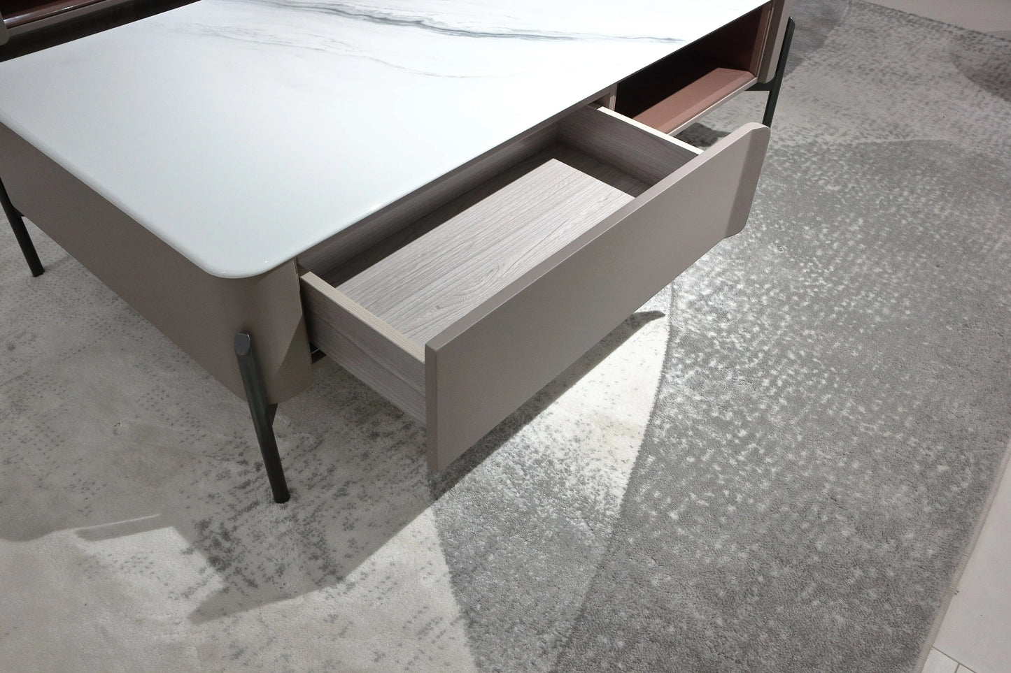 Modern Beige Minimalist TV Stand and Coffee Table with Storage Set Marsiling Furniture