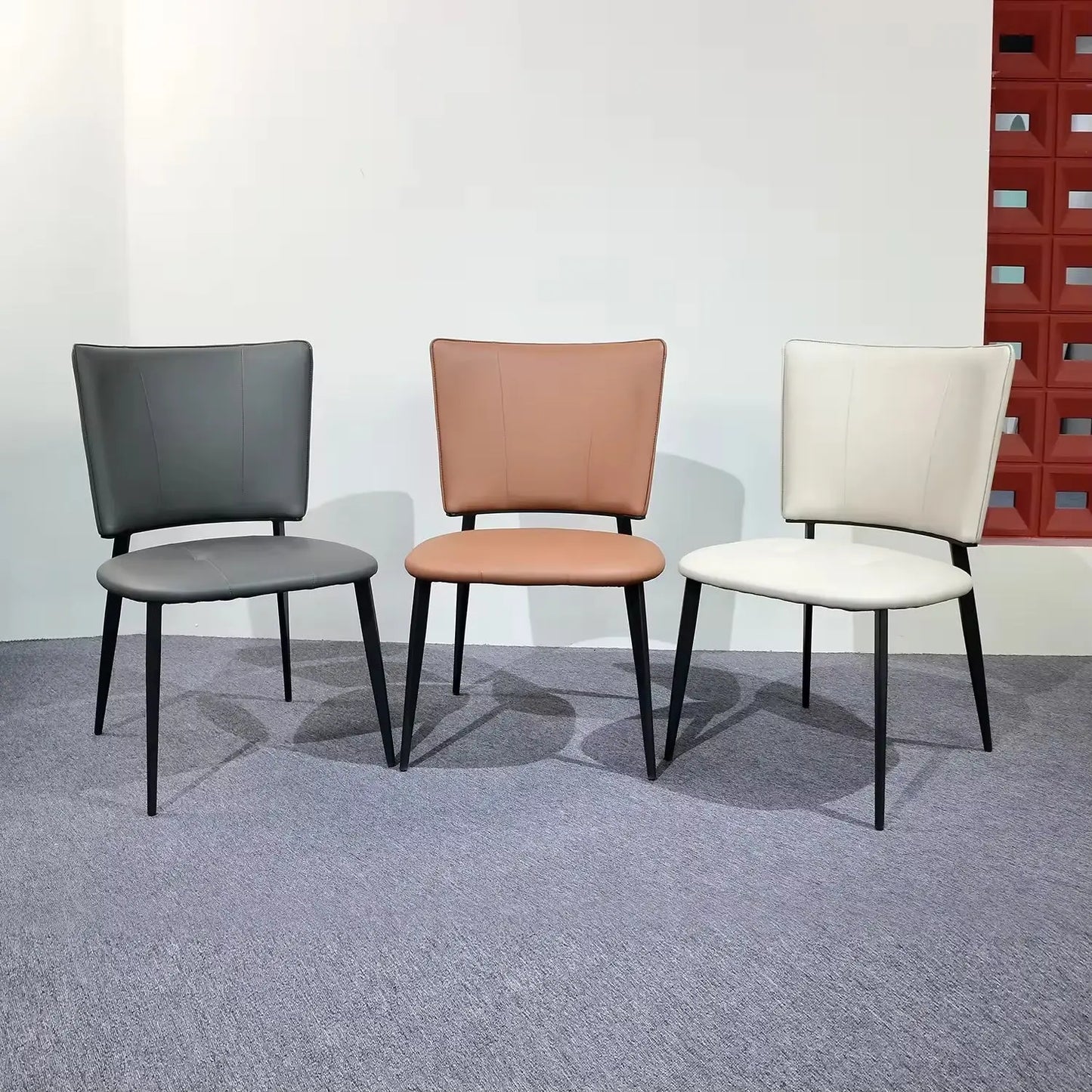 Nordic Design Style PU Leather Metal Dining Chair Commercial Upholstered Chairs Marsiling