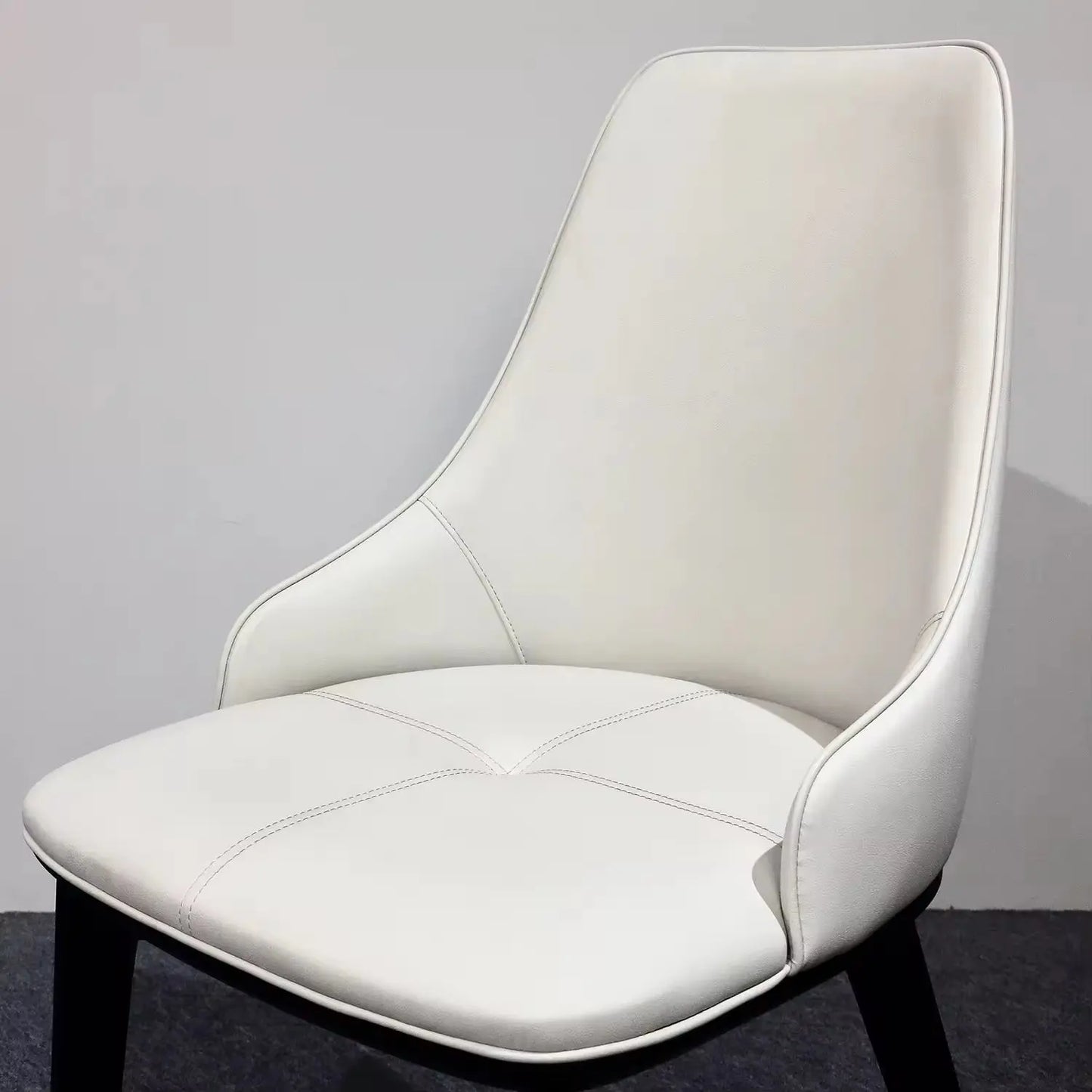Mid Century Wooden Dining Chairs Hotel Restaurant Dining Room Leisure High Back Leather Armrest Chair Marsiling