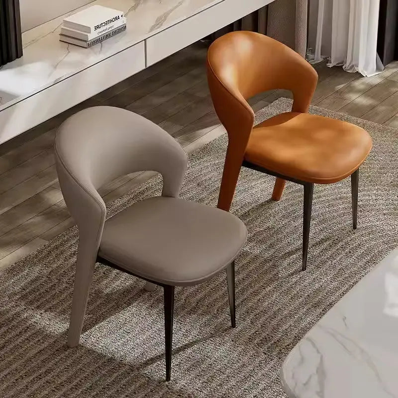 Luxury PU Leather Shock-Absorbing Metal Frame Corrosion-Resistant Lightweight Design Dining Chair Marsiling