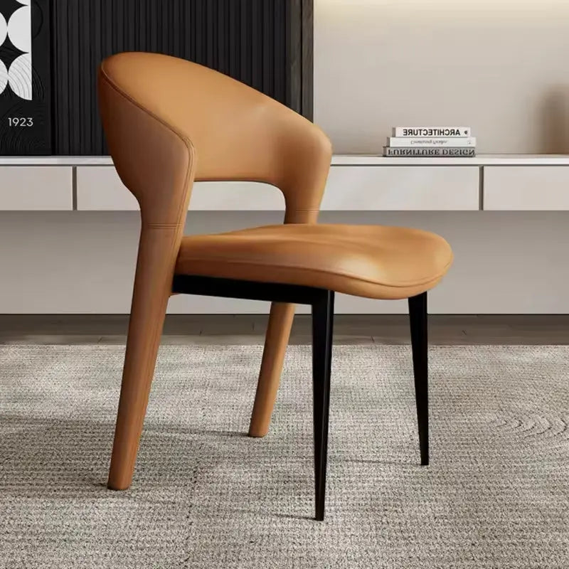Luxury PU Leather Shock-Absorbing Metal Frame Corrosion-Resistant Lightweight Design Dining Chair Marsiling
