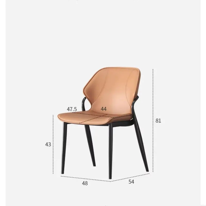 Modern Furniture Leather Metal Legs Kd Frame Stackable Dining Chair Marsiling