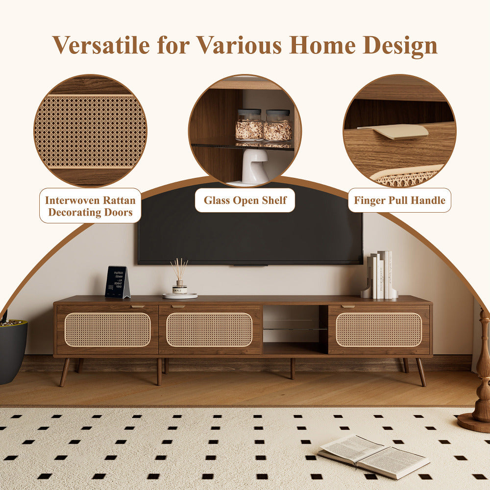 78" TV Stand for 75/80/85 inch TV, Console with Ample Storage for Living Room, Bedroom, Entertainment Center with Open Shelf