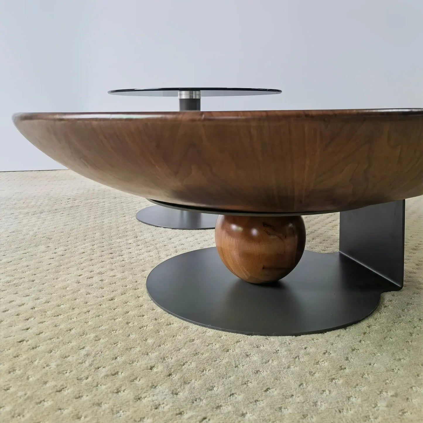 Nordic Steel Wood Top Round Veneer Tea Table Set Living Room Coffee Table Combinations Marsiling