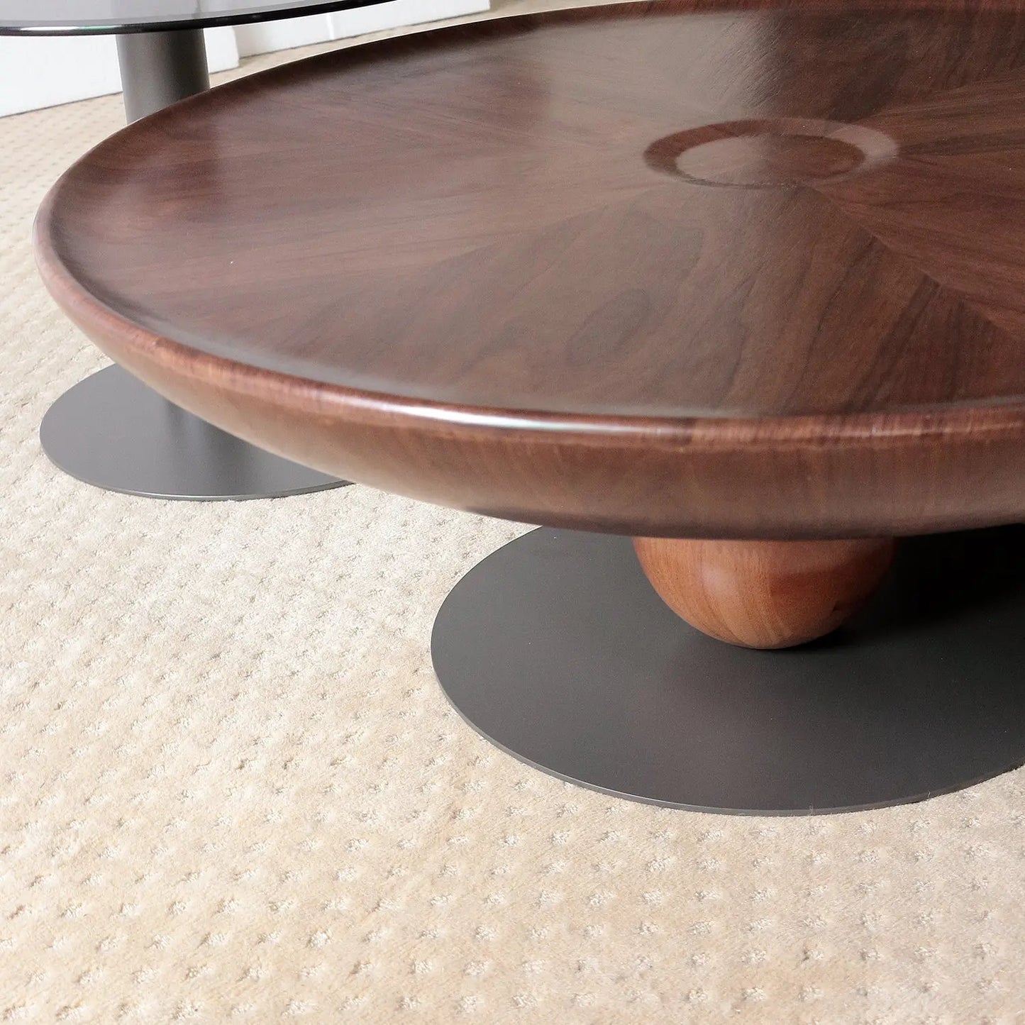 Nordic Steel Wood Top Round Veneer Tea Table Set Living Room Coffee Table Combinations Marsiling
