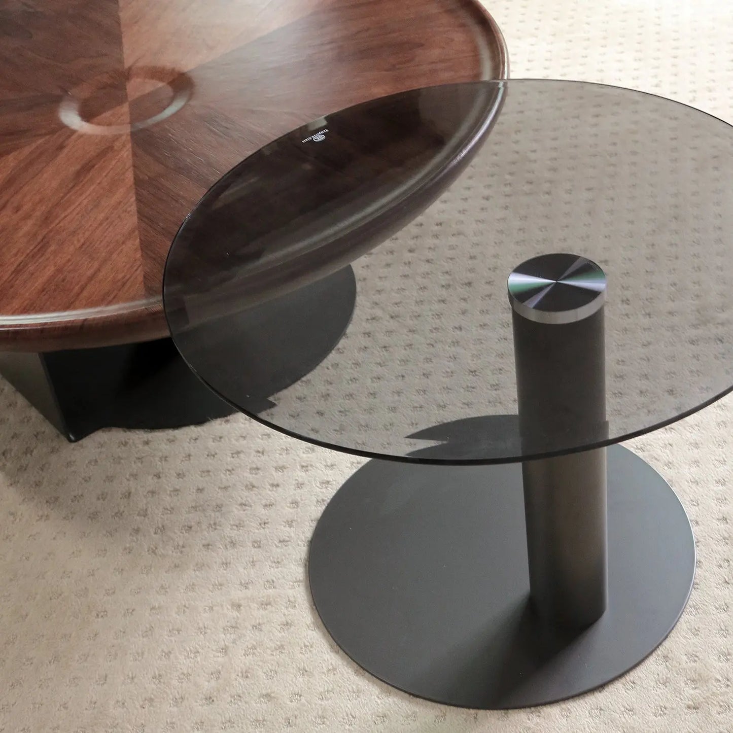Nordic Steel Wood Top Round Veneer Tea Table Set Living Room Coffee Table Combinations Marsiling