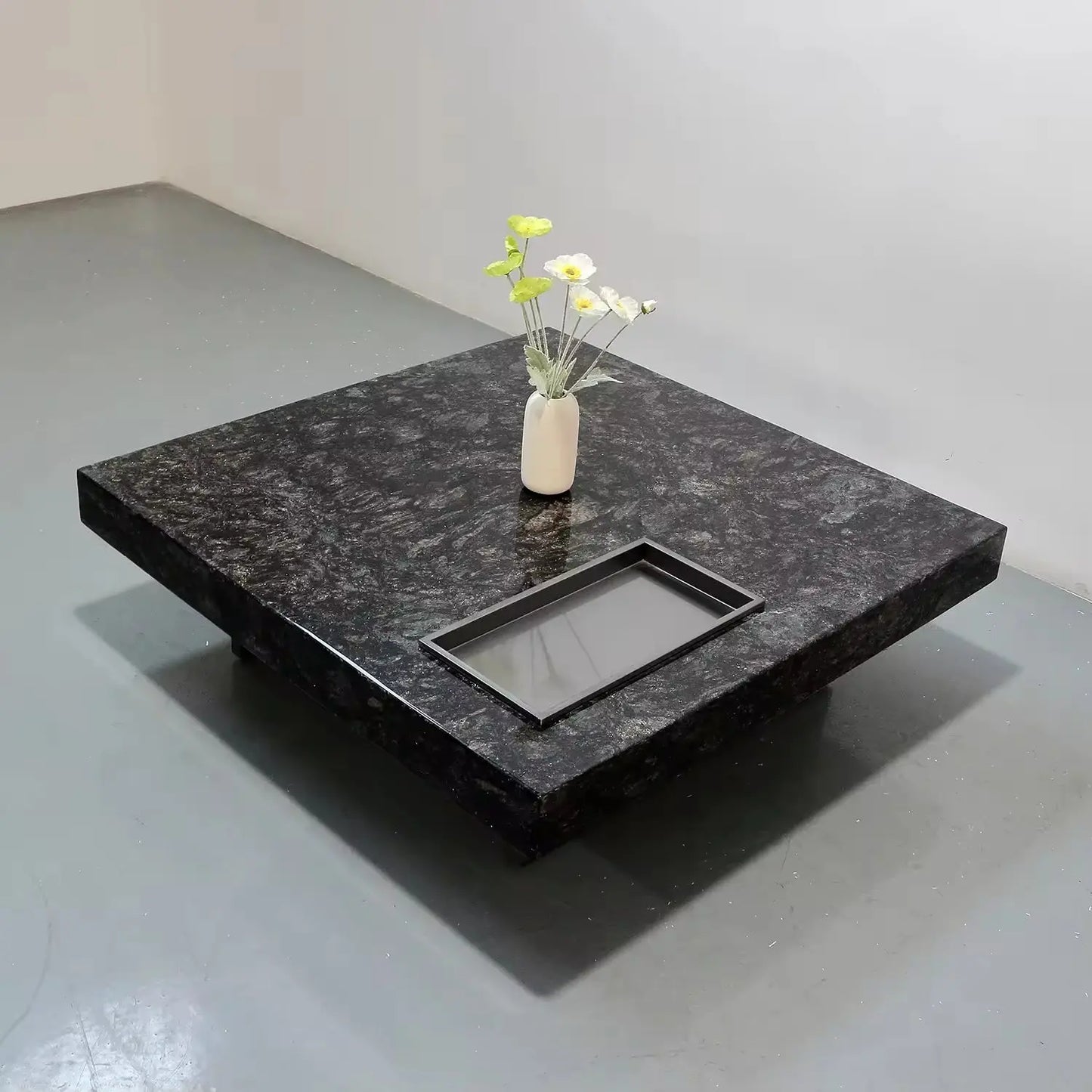 Light Luxury Accent Furniture Marble Top Big Stainless Steel Base Coffee Table Marsiling