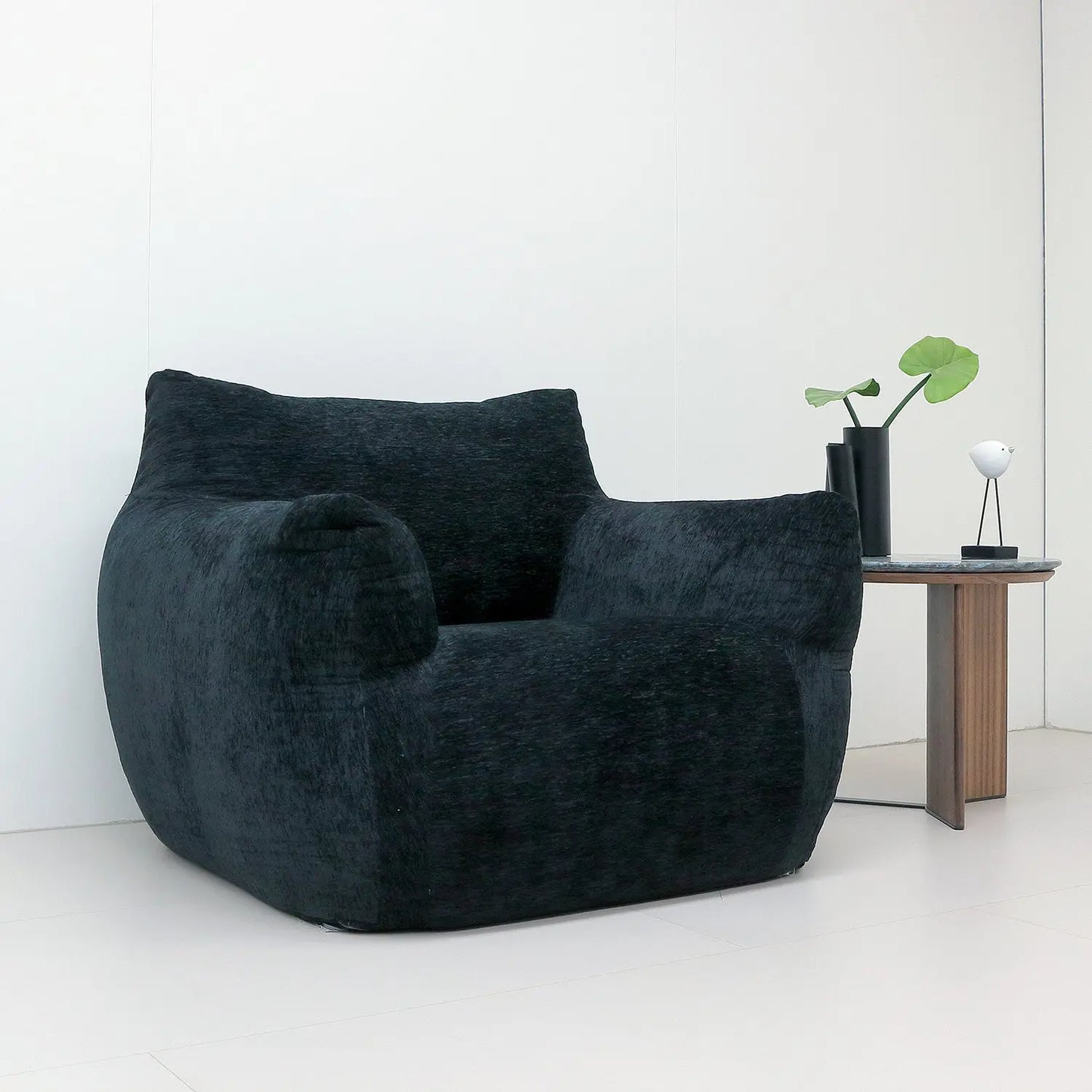 Modern Tropical Bean Bag Chair Boucle Tufted Accent Sofa Set for Adults Kids Marsiling
