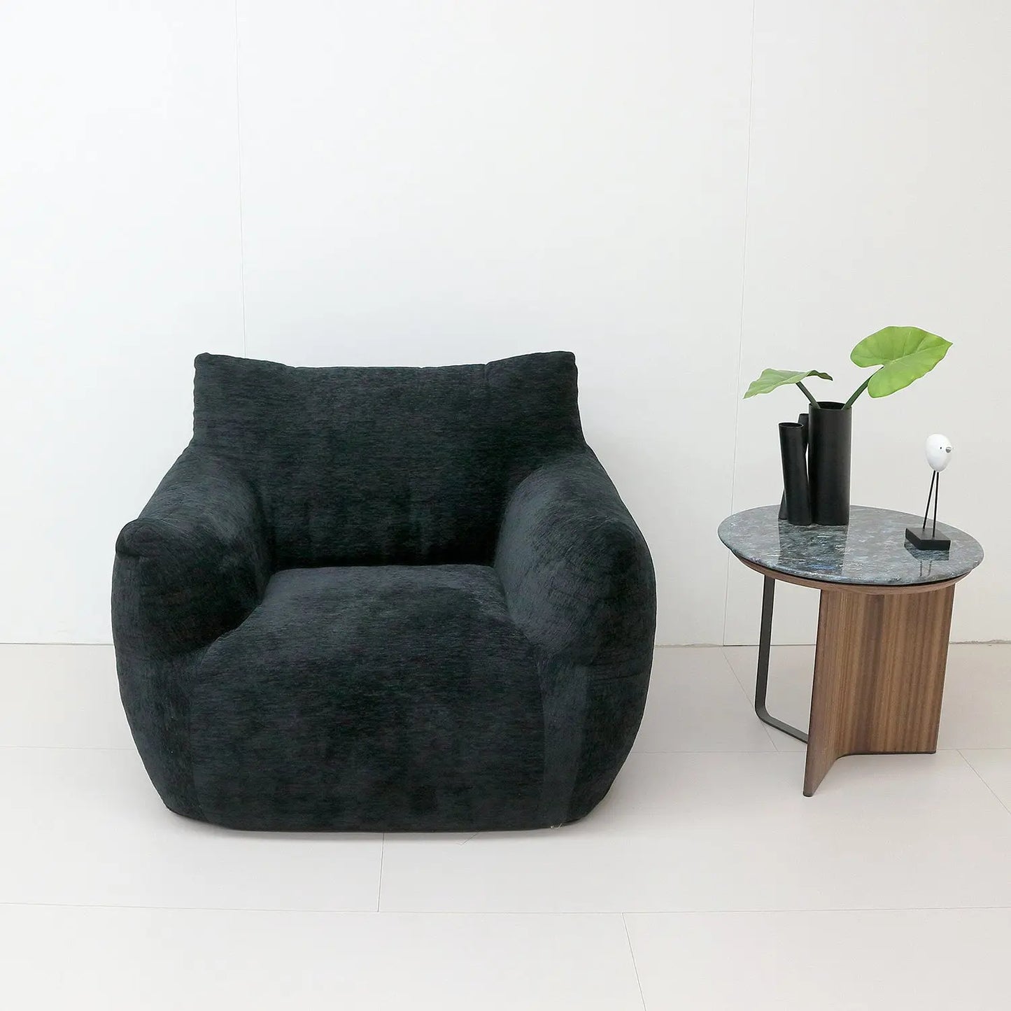 Modern Tropical Bean Bag Chair Boucle Tufted Accent Sofa Set for Adults Kids Marsiling