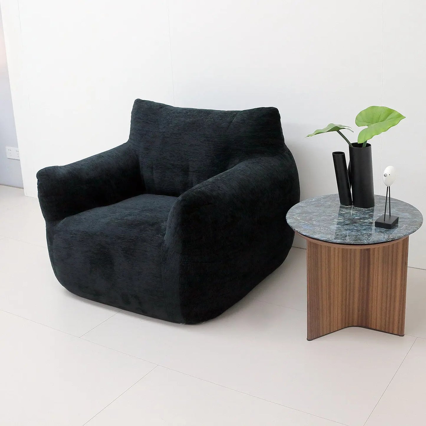 Modern Tropical Bean Bag Chair Boucle Tufted Accent Sofa Set for Adults Kids Marsiling