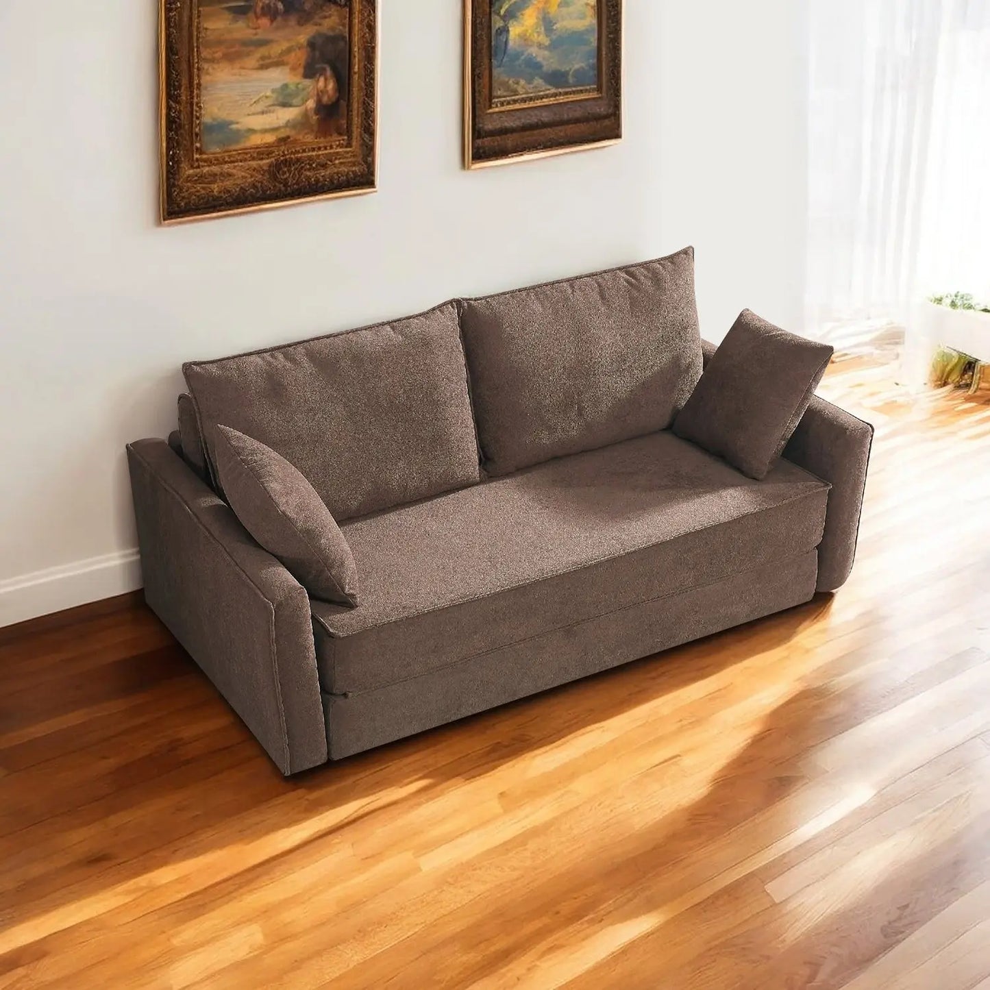 European Hotel Home Leisure Velvet Fabric Corner Pull Out Folding Sofa Bed Marsiling
