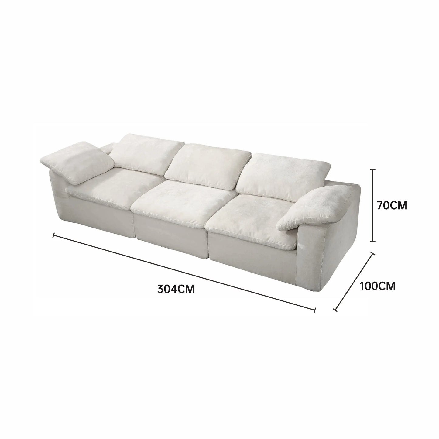 White Linen Fabric Upholstery Cozy Daybed Modular Sectional Cloud Sofa Marsiling