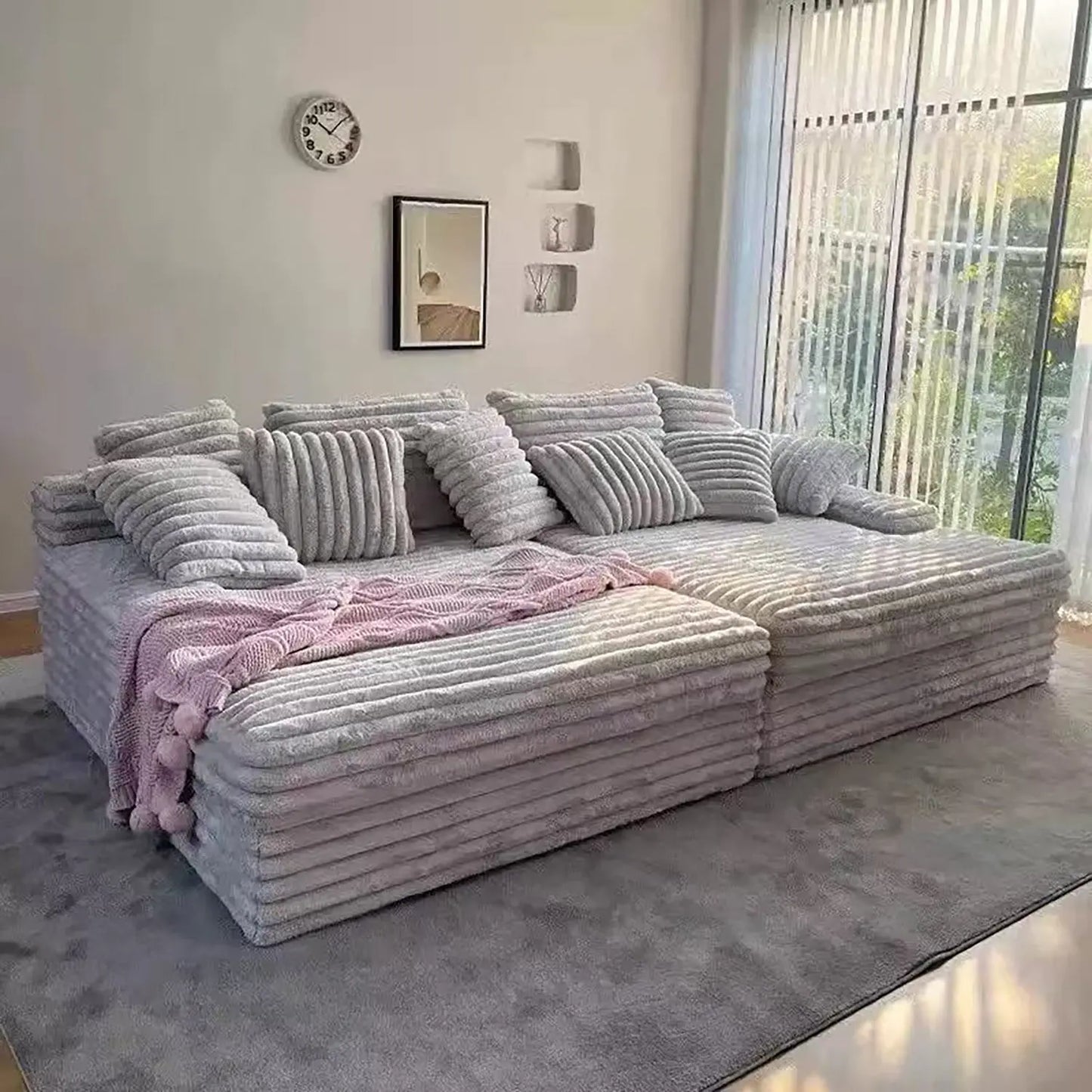 Lazy Corduroy Down Cloud Huge Sitting Deep Sofa Villa Plush Living Room Marsiling