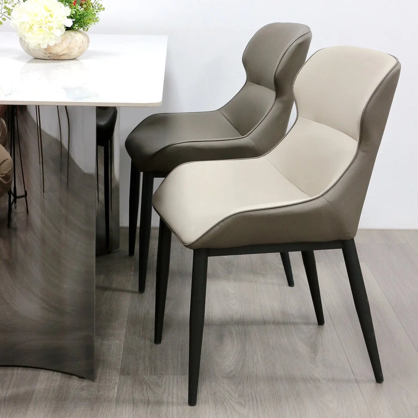 Luxury Contemporary Home High-End Sense Retro Chairs PU Leather Dining Chairs Marsiling
