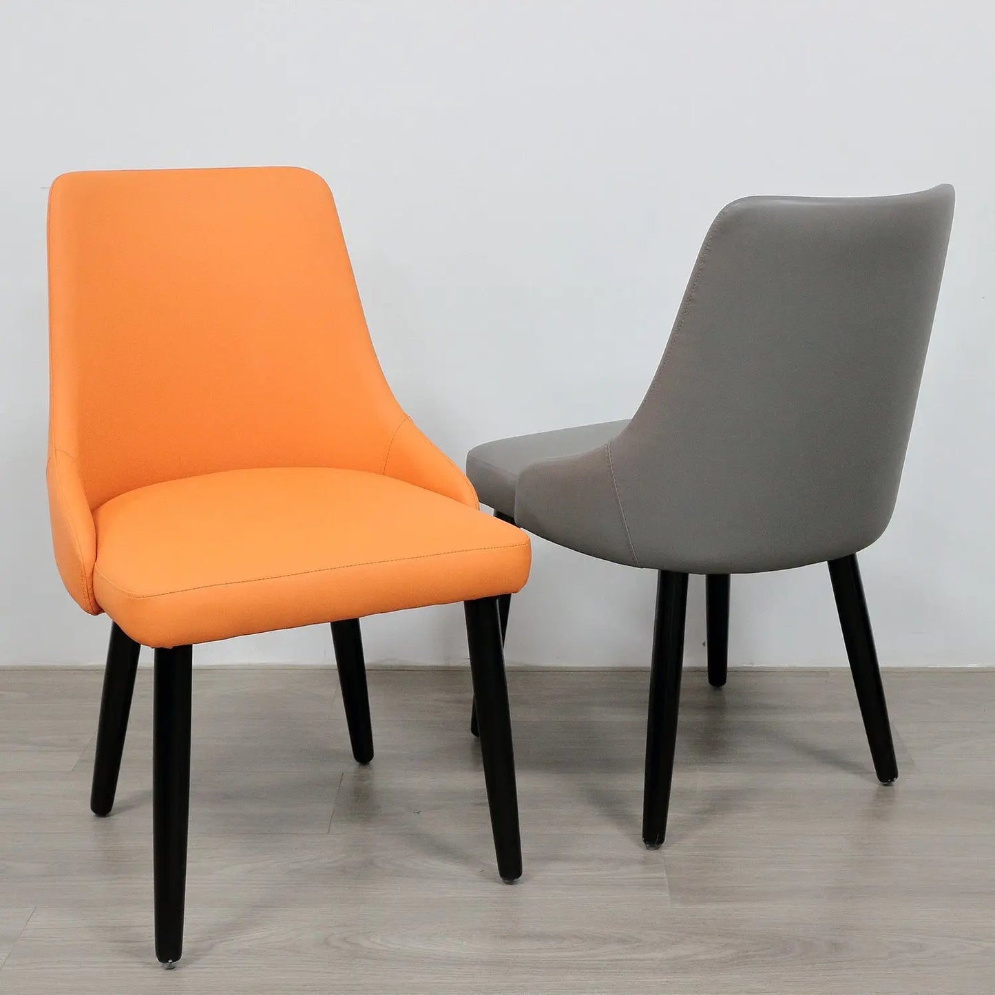Italian Hote PU Leather Covered Backrest Upholstered High Back Dining Chairs Marsiling