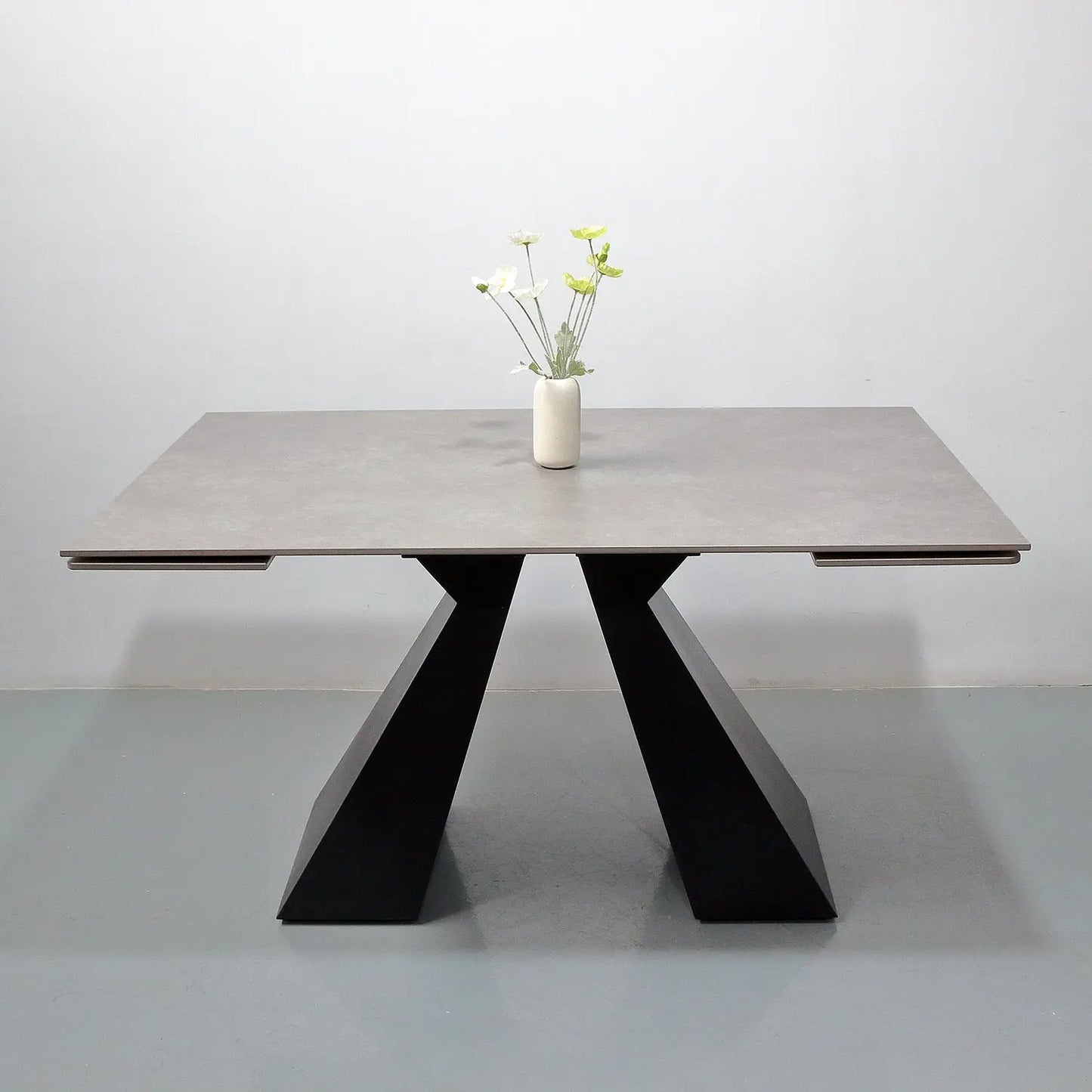 Light Grey Dining Room Furniture Matte Sintered Stone Dining Table Extendable Marsiling