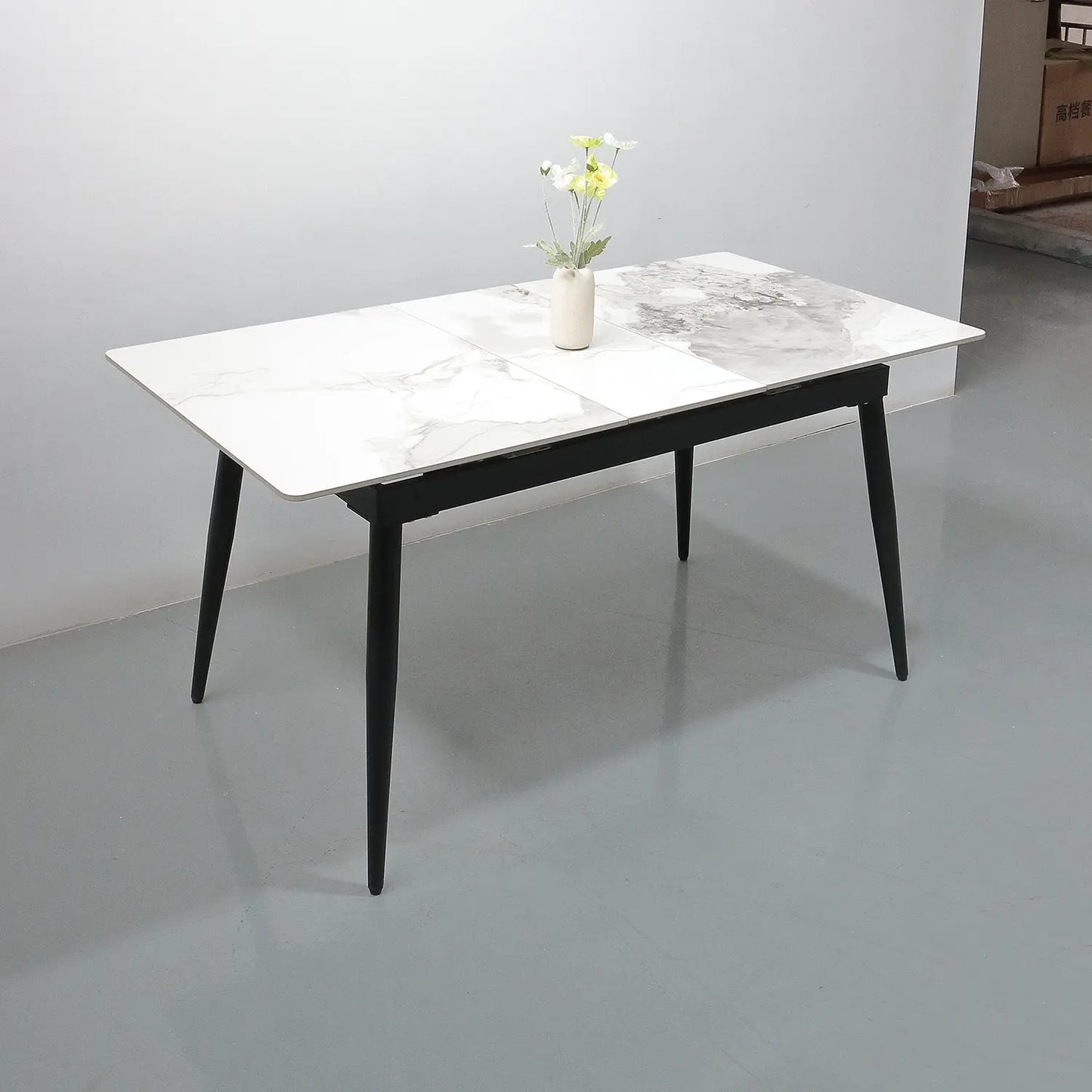Simple Style Glossy Sintered Stone Table Top Extendable Dining Table Furniture Marsiling