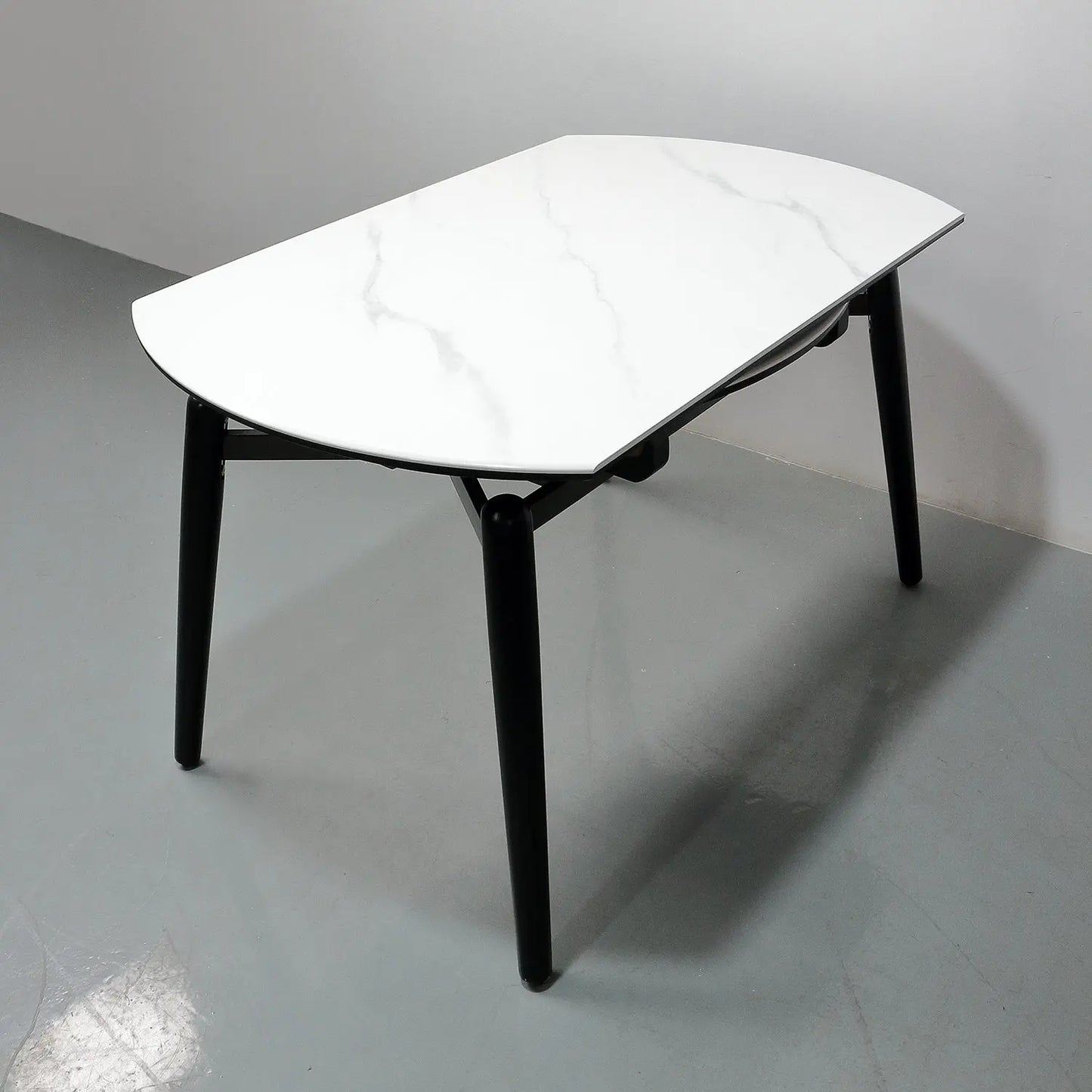 Modern Dining Room Furniture White Microlite Expandable Round Dining Table Marsiling