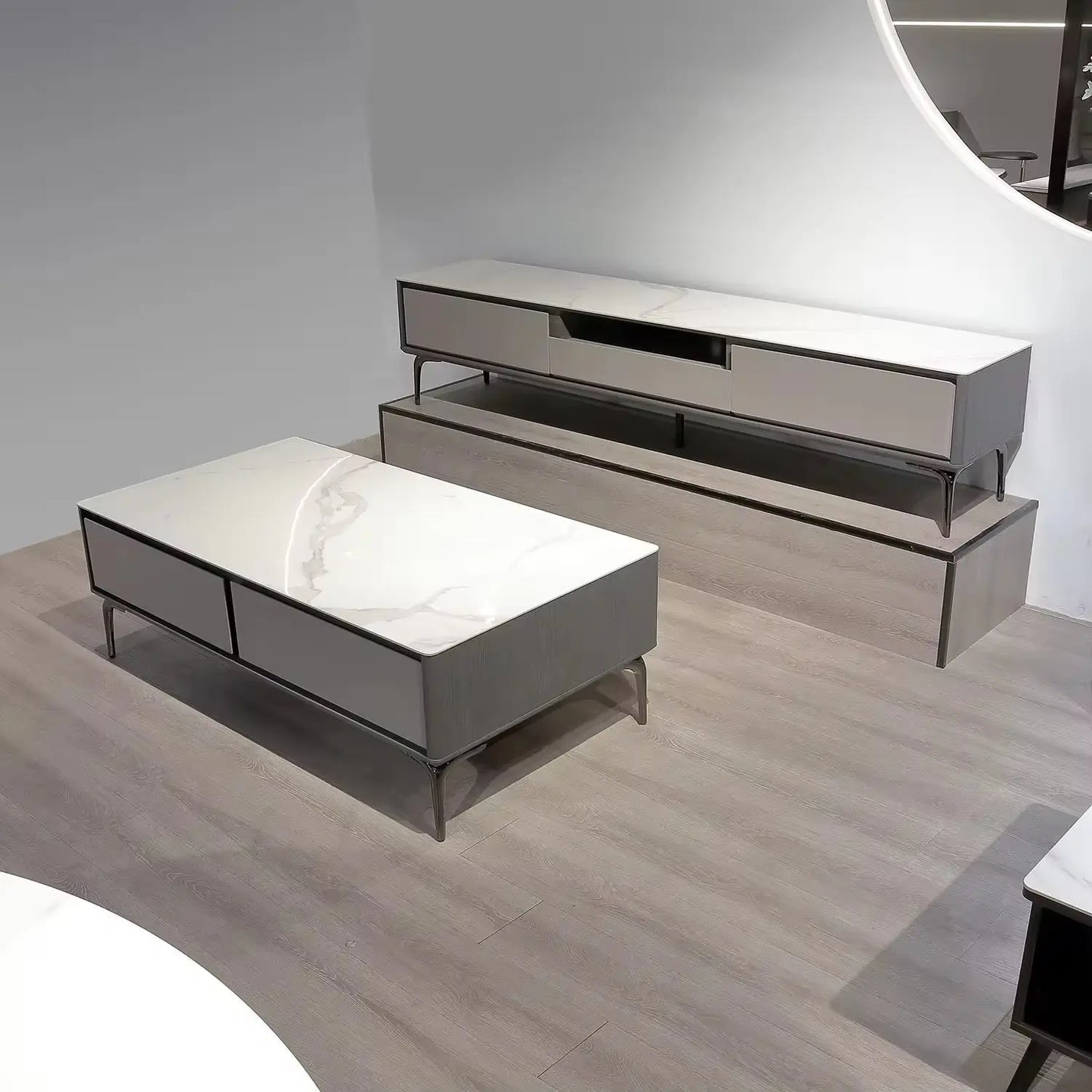 Luxury TV Unit Cabinets Modern TV Stand and Coffee Table with Drawer for Living Room Furniture Marsiling
