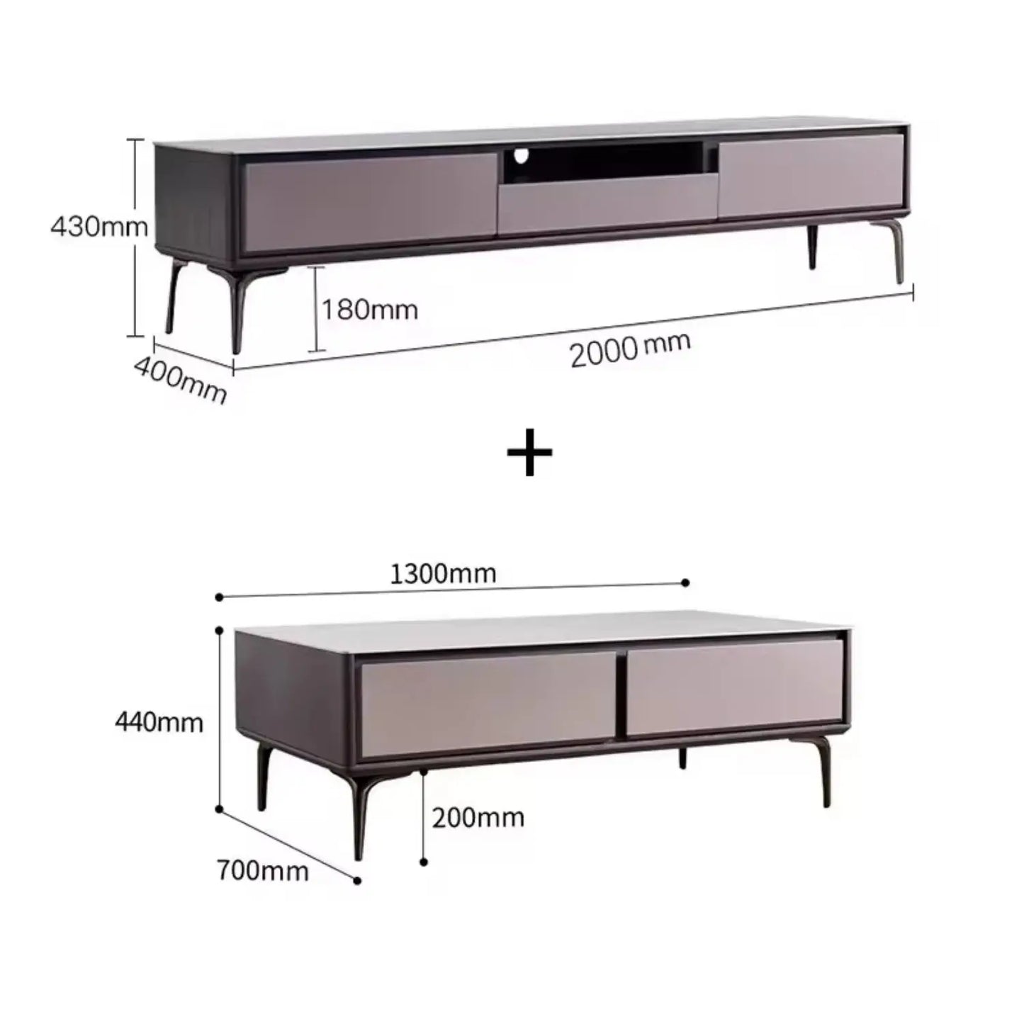 Luxury TV Unit Cabinets Modern TV Stand and Coffee Table with Drawer for Living Room Furniture Marsiling