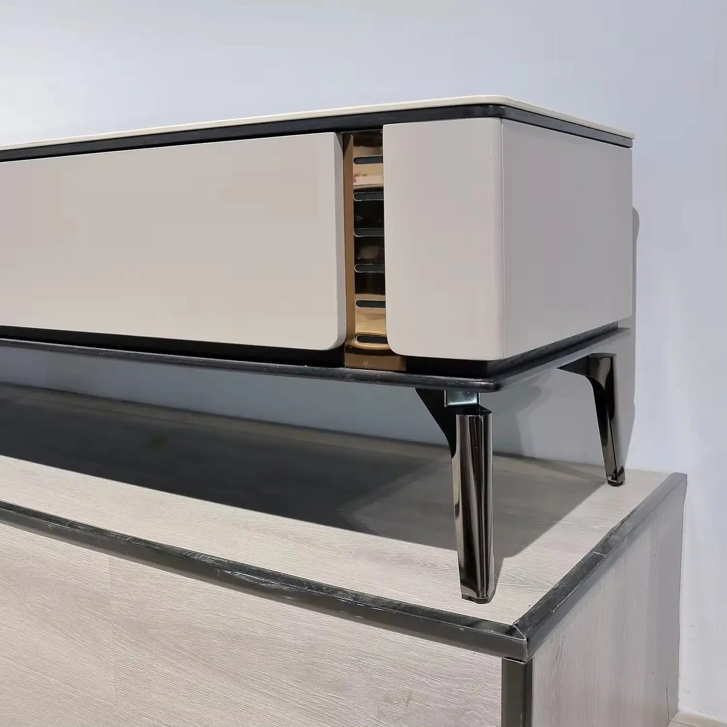 White Marble Style TV Stands Wood Furniture Living Room White Modern TV Cabinet Table with Metal Leg Marsiling
