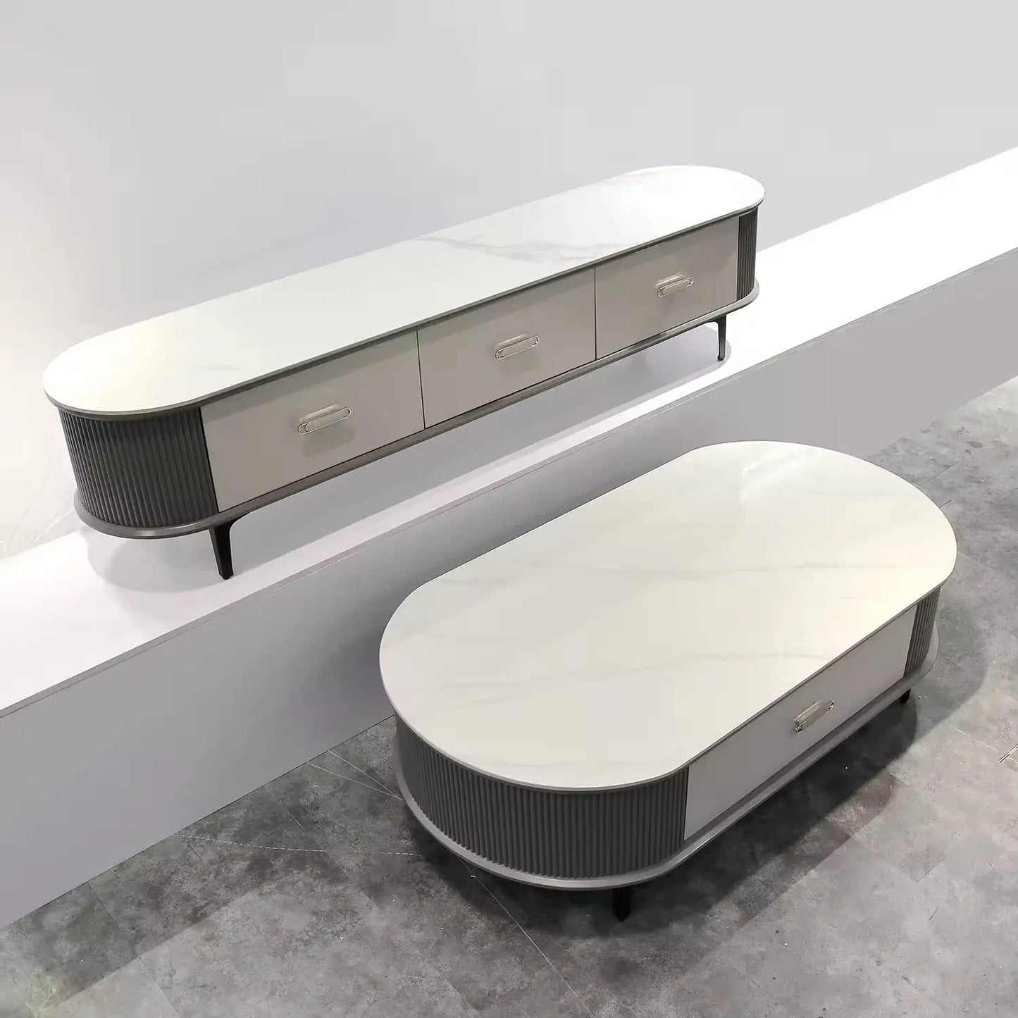 New Fashion Design Combination Home Use Furniture Sintered Stone Coffee Table TV Cabinet Marsiling
