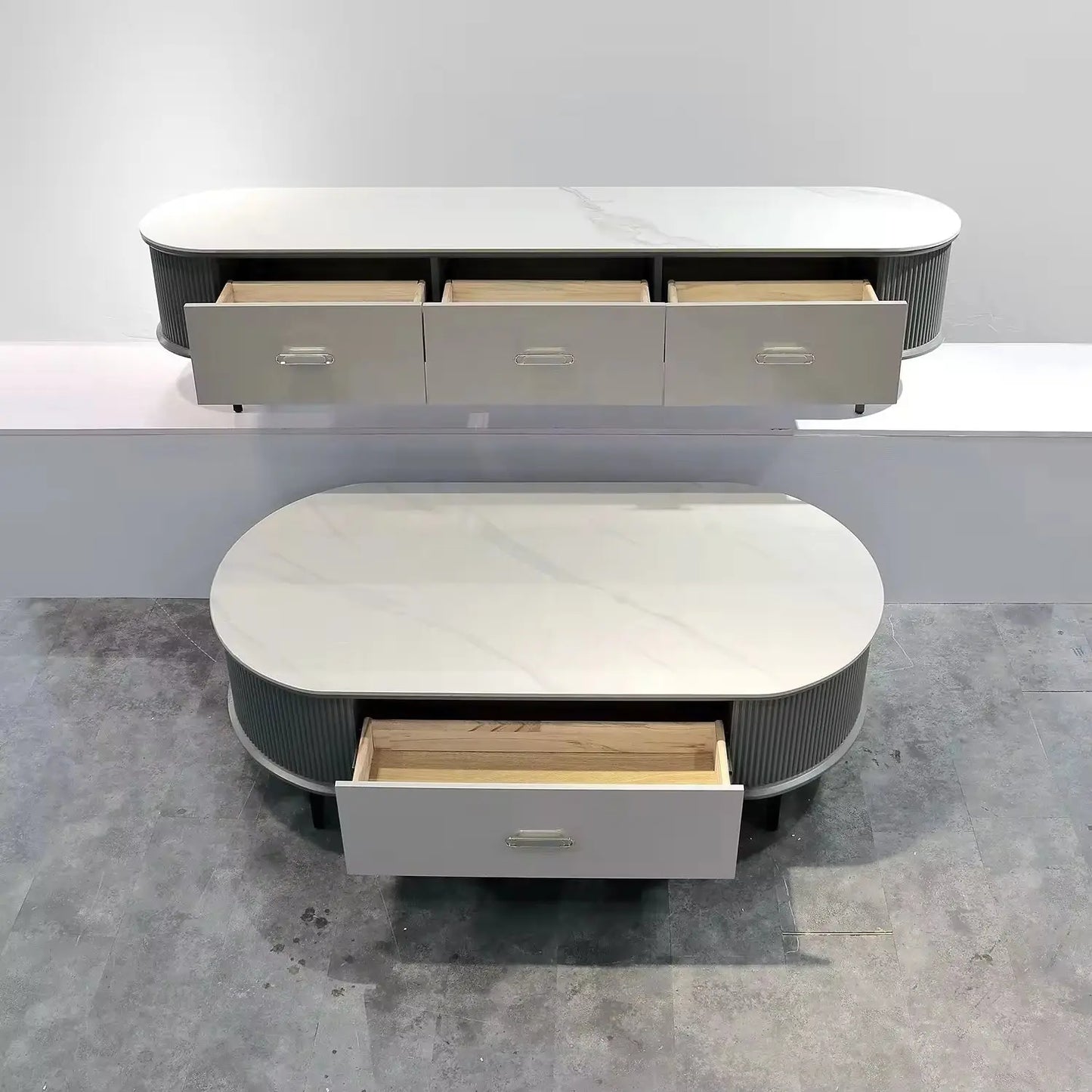 New Fashion Design Combination Home Use Furniture Sintered Stone Coffee Table TV Cabinet Marsiling