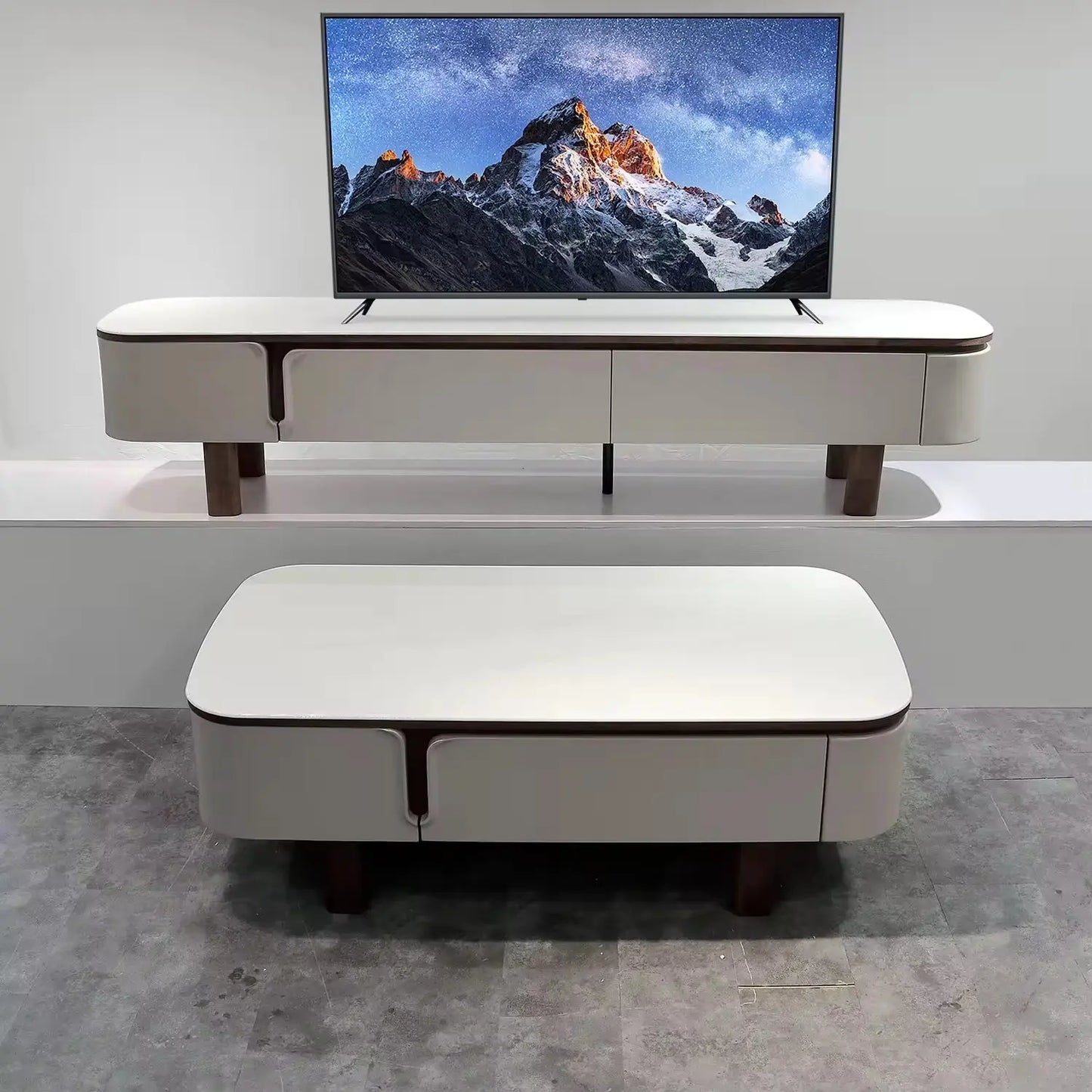 Simple Modern Home Living Room Furniture Wall Unit Microlite TV Cabinet TV Stand Microlite Coffee Table Marsiling