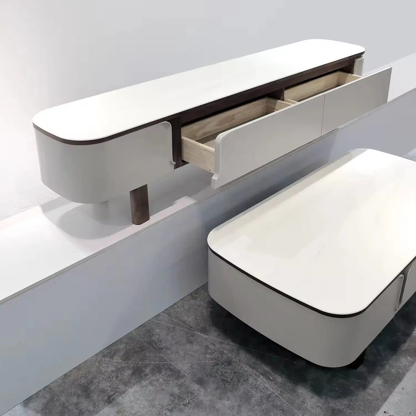 Simple Modern Home Living Room Furniture Wall Unit Microlite TV Cabinet TV Stand Microlite Coffee Table Marsiling