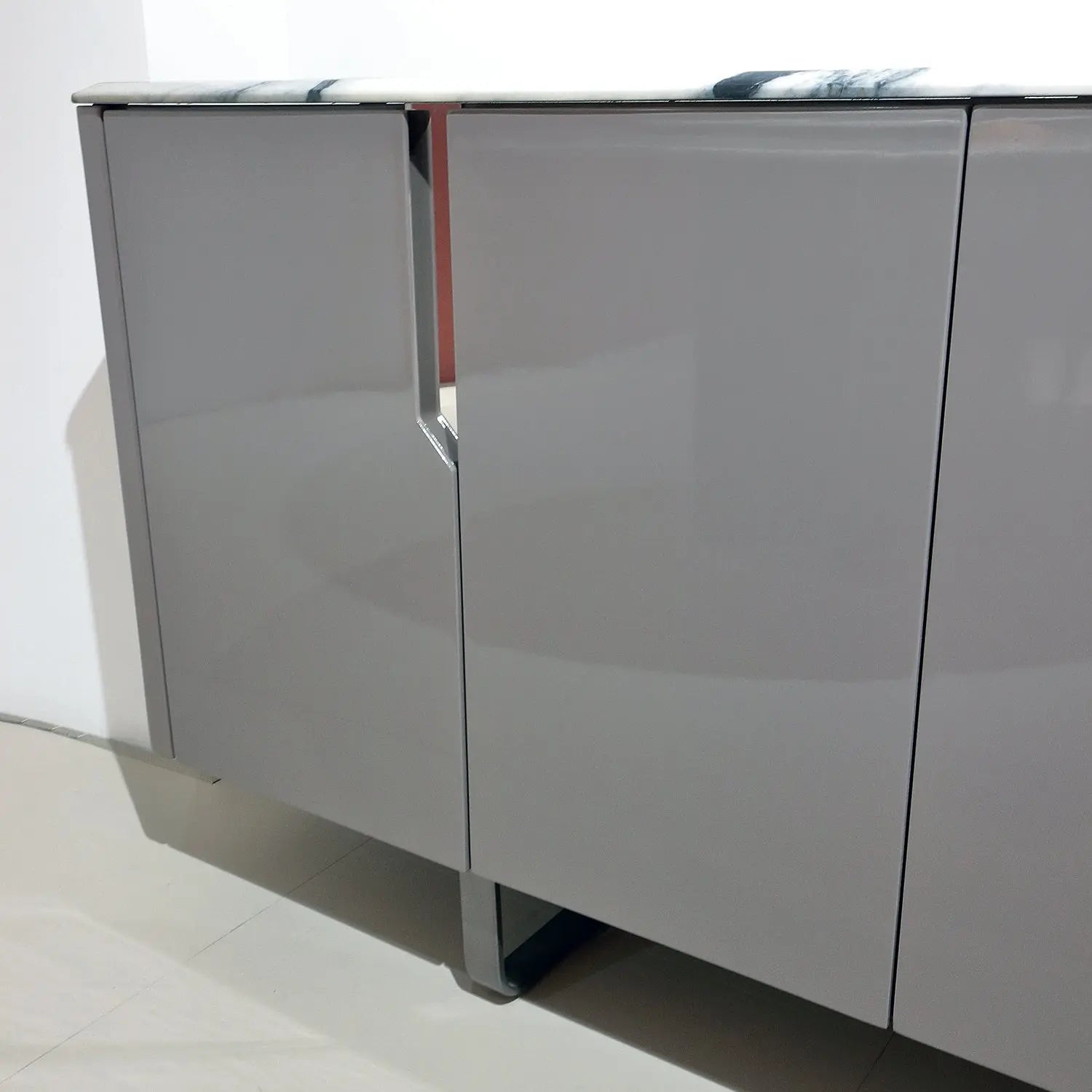 Modern Sideboard Cabinet with Microcrystalline Top and Light Khaki Glossy Finish CBG2405 Marsiling Furniture