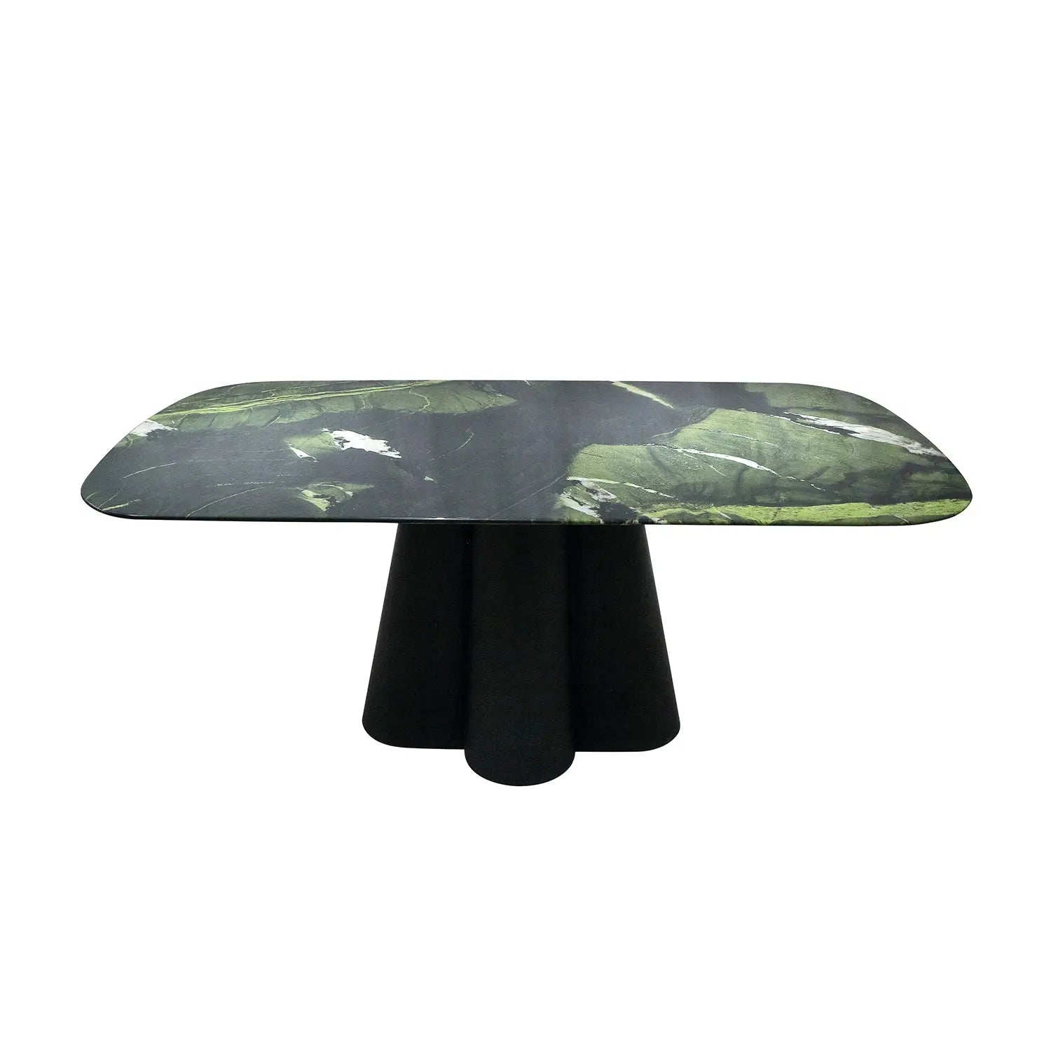 Avocado Green Modern Marble Dining Table with Sculptural Carbon Black Base 2501 Marsiling Furniture