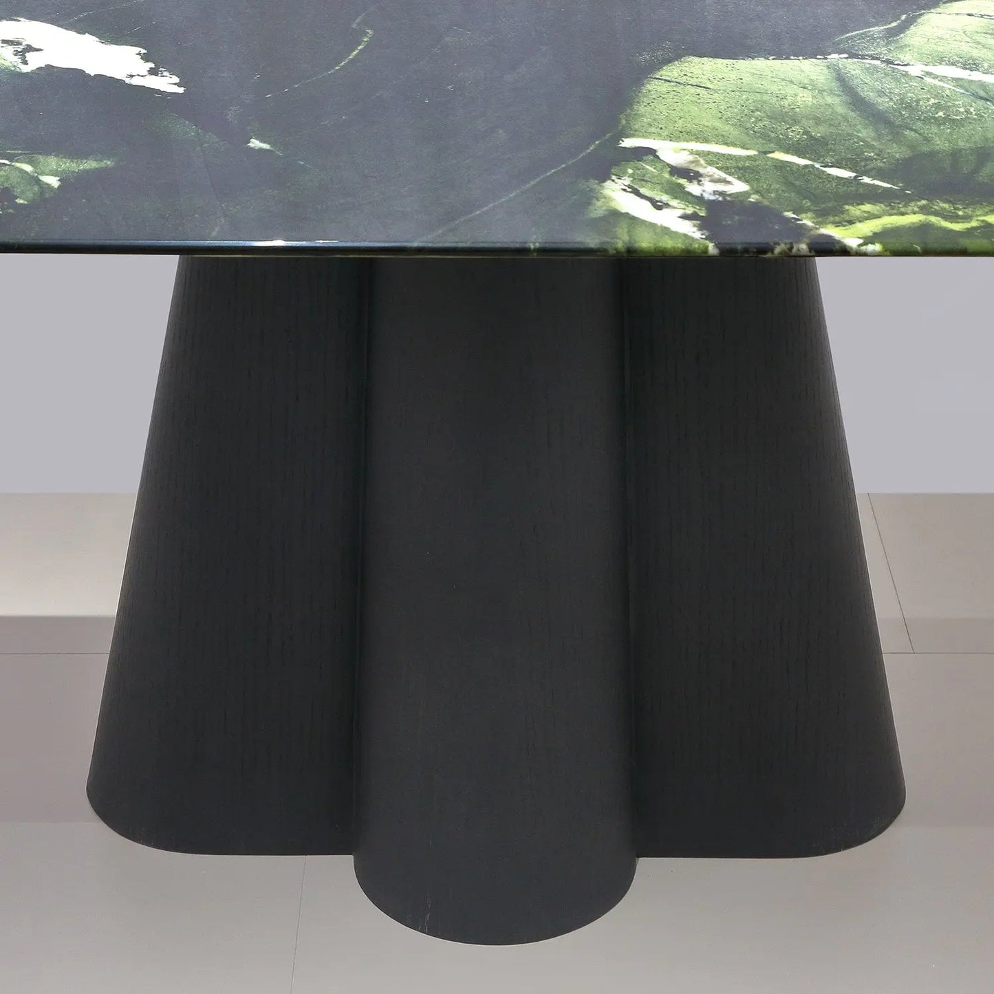 Avocado Green Modern Marble Dining Table with Sculptural Carbon Black Base 2501 Marsiling Furniture