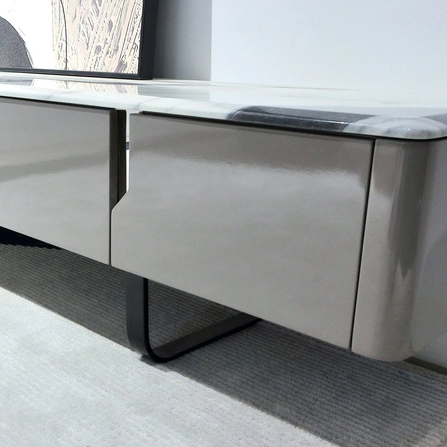 Modern Natural Marble Entertainment Center TV Table and Coffee Table Set for Living Room 2405 Marsiling Furniture
