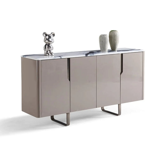 Modern Sideboard Cabinet with Microcrystalline Top and Light Khaki Glossy Finish CBG2405 Marsiling Furniture
