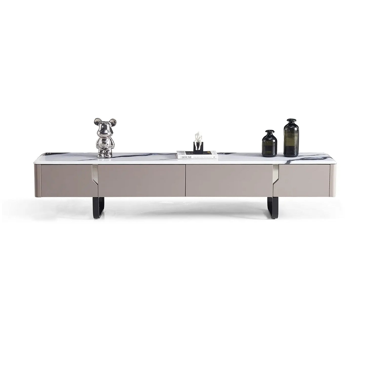 Modern Natural Marble Entertainment Center TV Table and Coffee Table Set for Living Room 2405 Marsiling Furniture