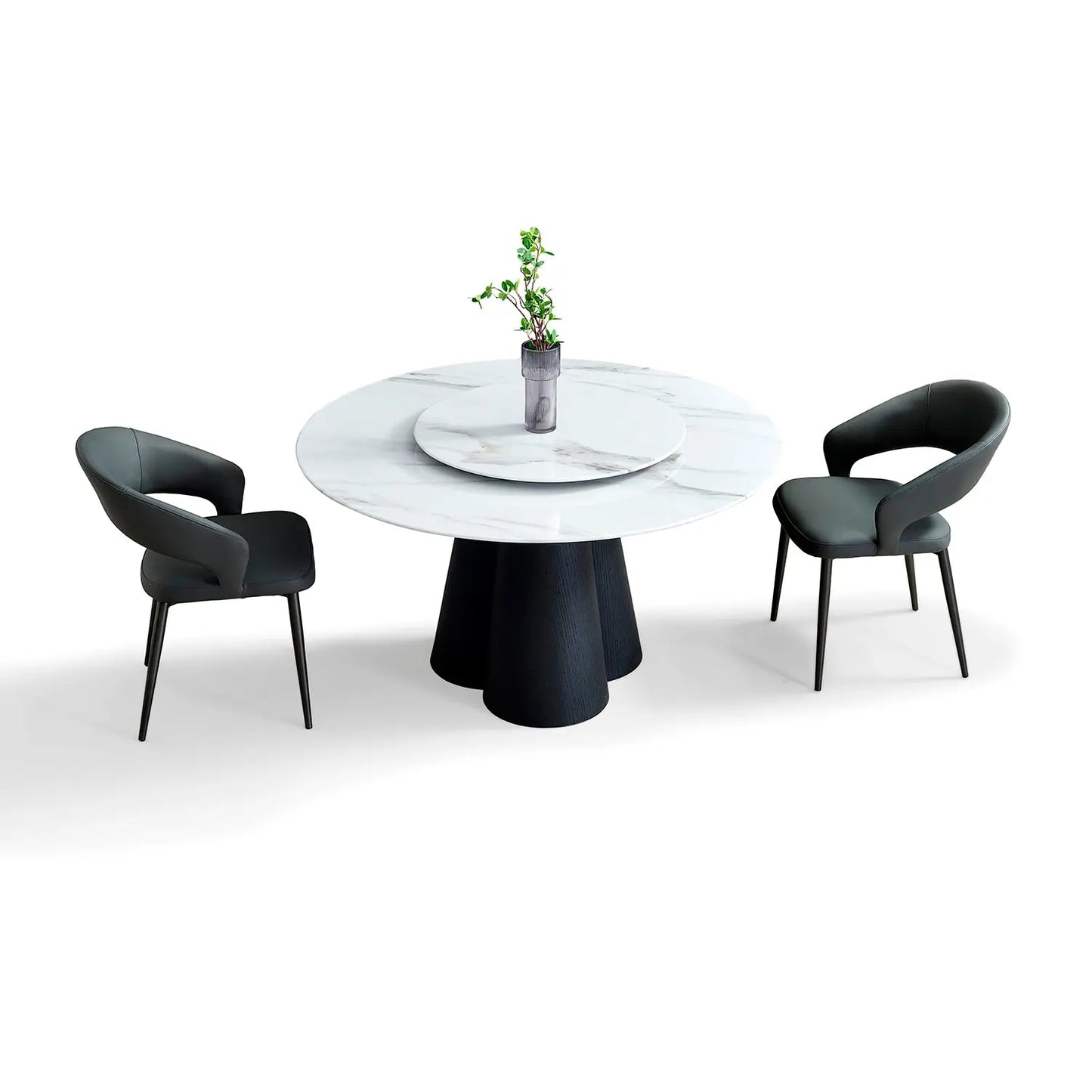 Bulgari White Natural Marble Round Dining Table with Turntable 2501 Marsiling Furniture