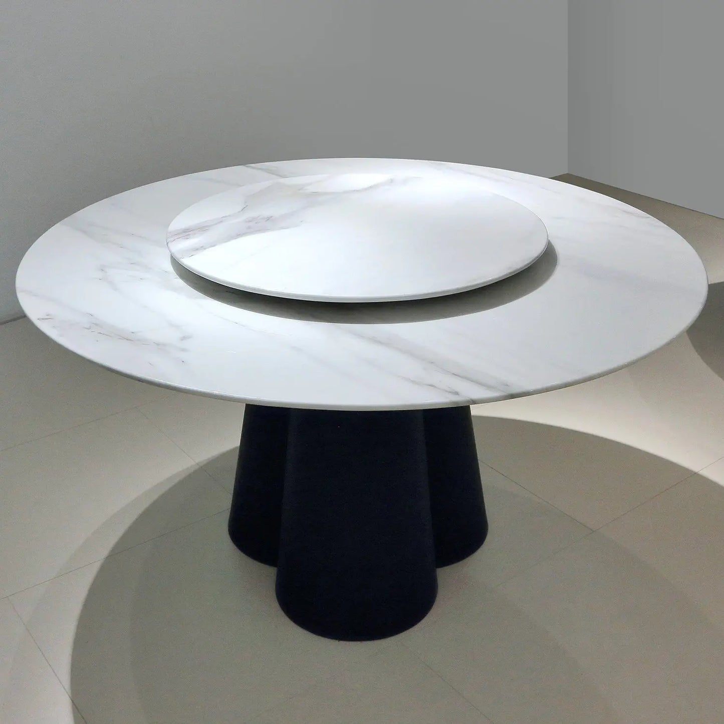 Bulgari White Natural Marble Round Dining Table with Turntable 2501 Marsiling Furniture