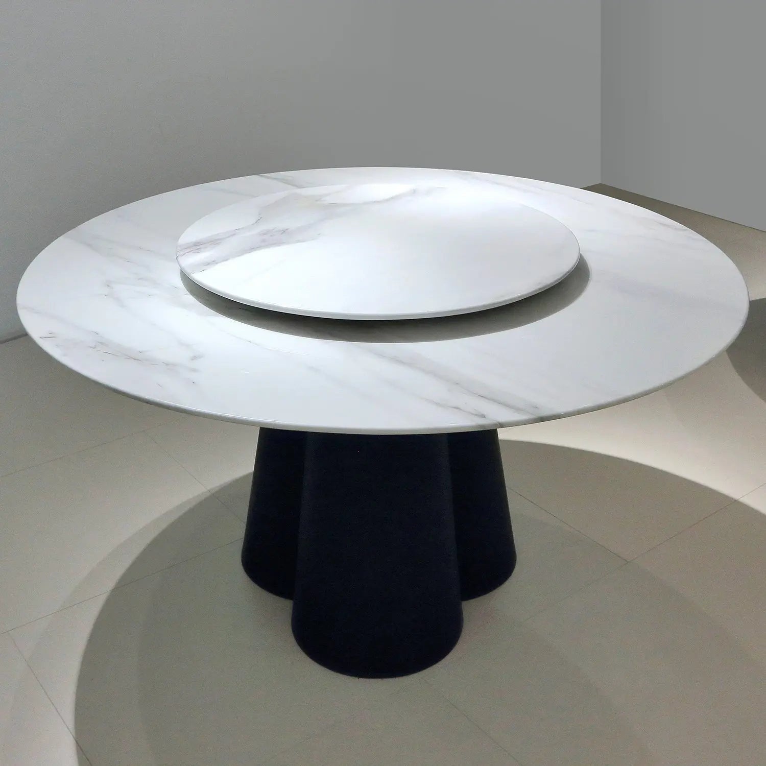 Bulgari White Natural Marble Round Dining Table with Turntable 2501 Marsiling Furniture