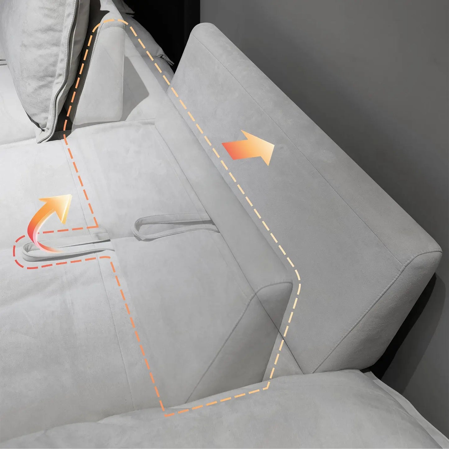 Cream Style Modern Simplicity Straight-Line Design Fabric Sofa for Living Room with Tech-Fabric Cloud Cushions Marsiling