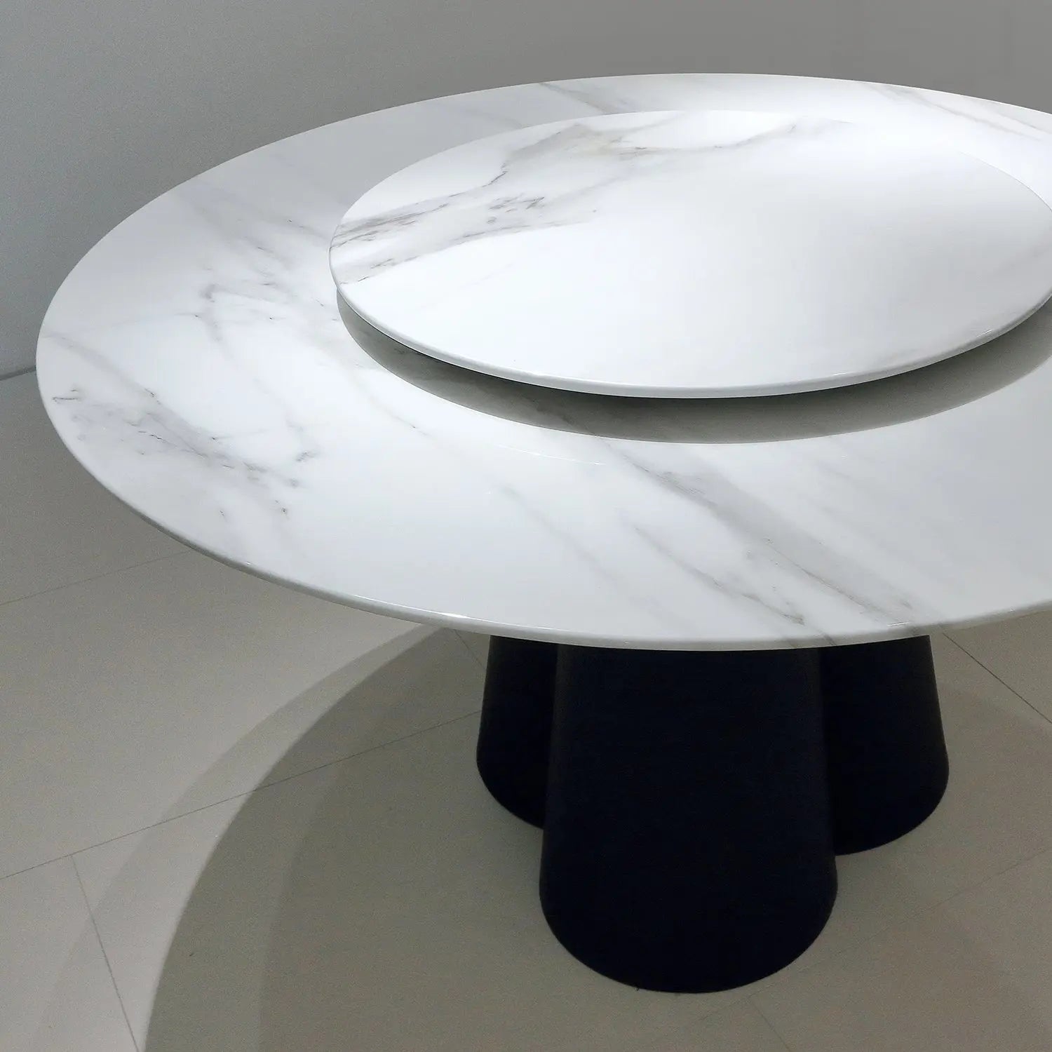Bulgari White Natural Marble Round Dining Table with Turntable 2501 Marsiling Furniture