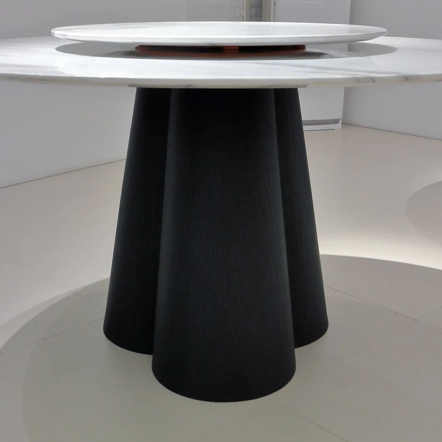 Bulgari White Natural Marble Round Dining Table with Turntable 2501 Marsiling Furniture