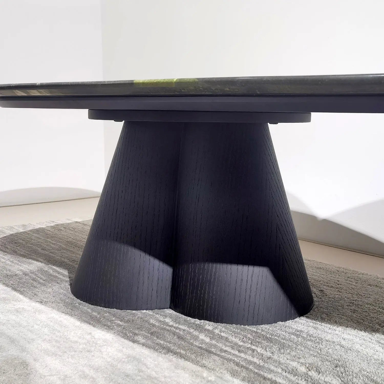 Avocado Green Natural Marble Coffee Table Set with Retro Round Black Base 2051 Marsiling Furniture
