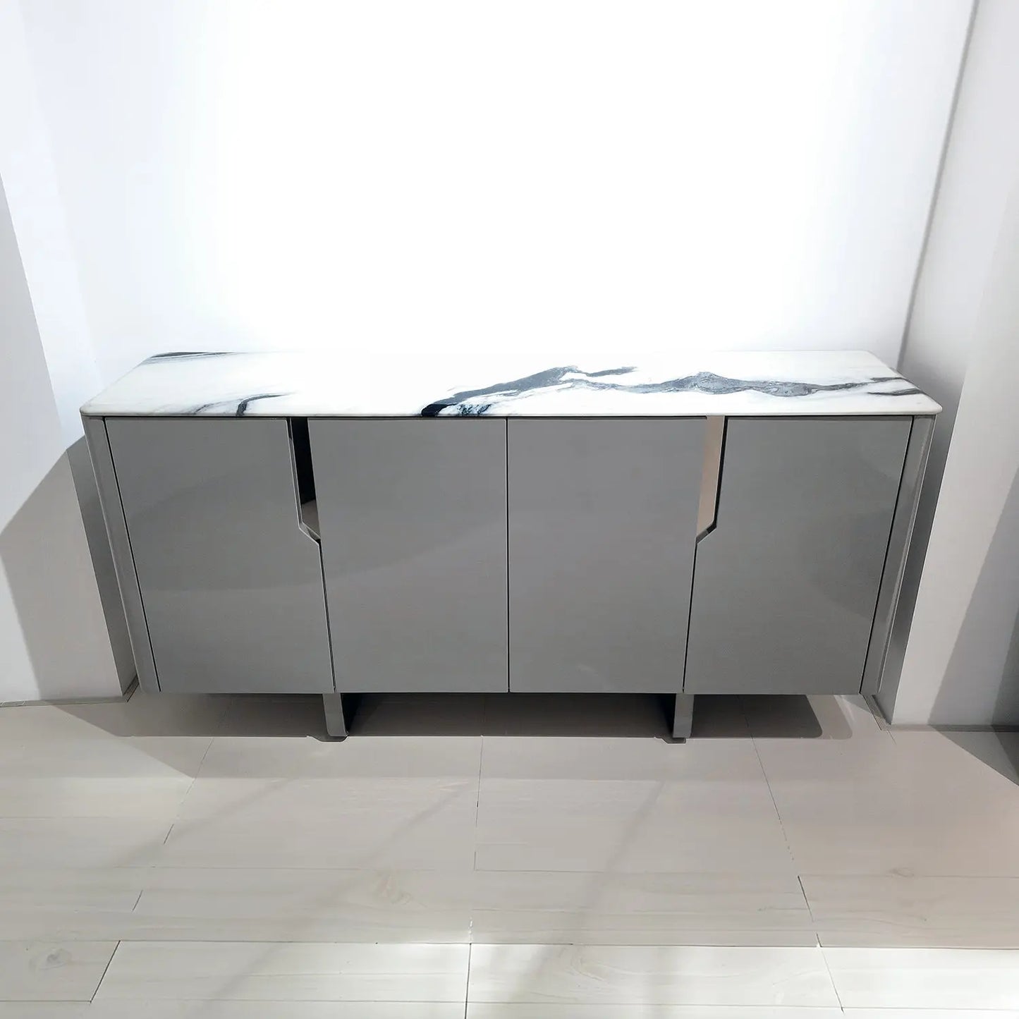 Modern Sideboard Cabinet with Microcrystalline Top and Light Khaki Glossy Finish CBG2405 Marsiling Furniture