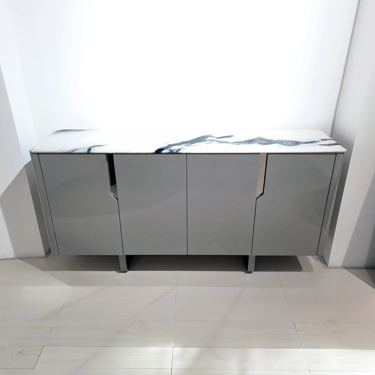 Modern Sideboard Cabinet with Microcrystalline Top and Light Khaki Glossy Finish CBG2405 Marsiling Furniture