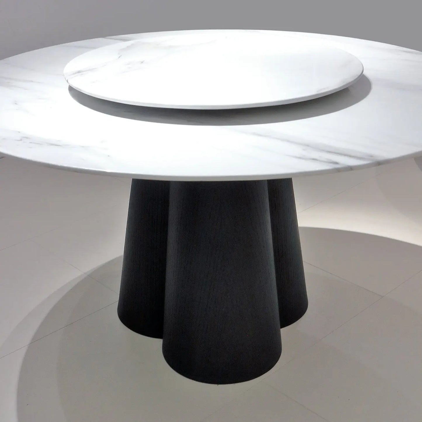 Bulgari White Natural Marble Round Dining Table with Turntable 2501 Marsiling Furniture