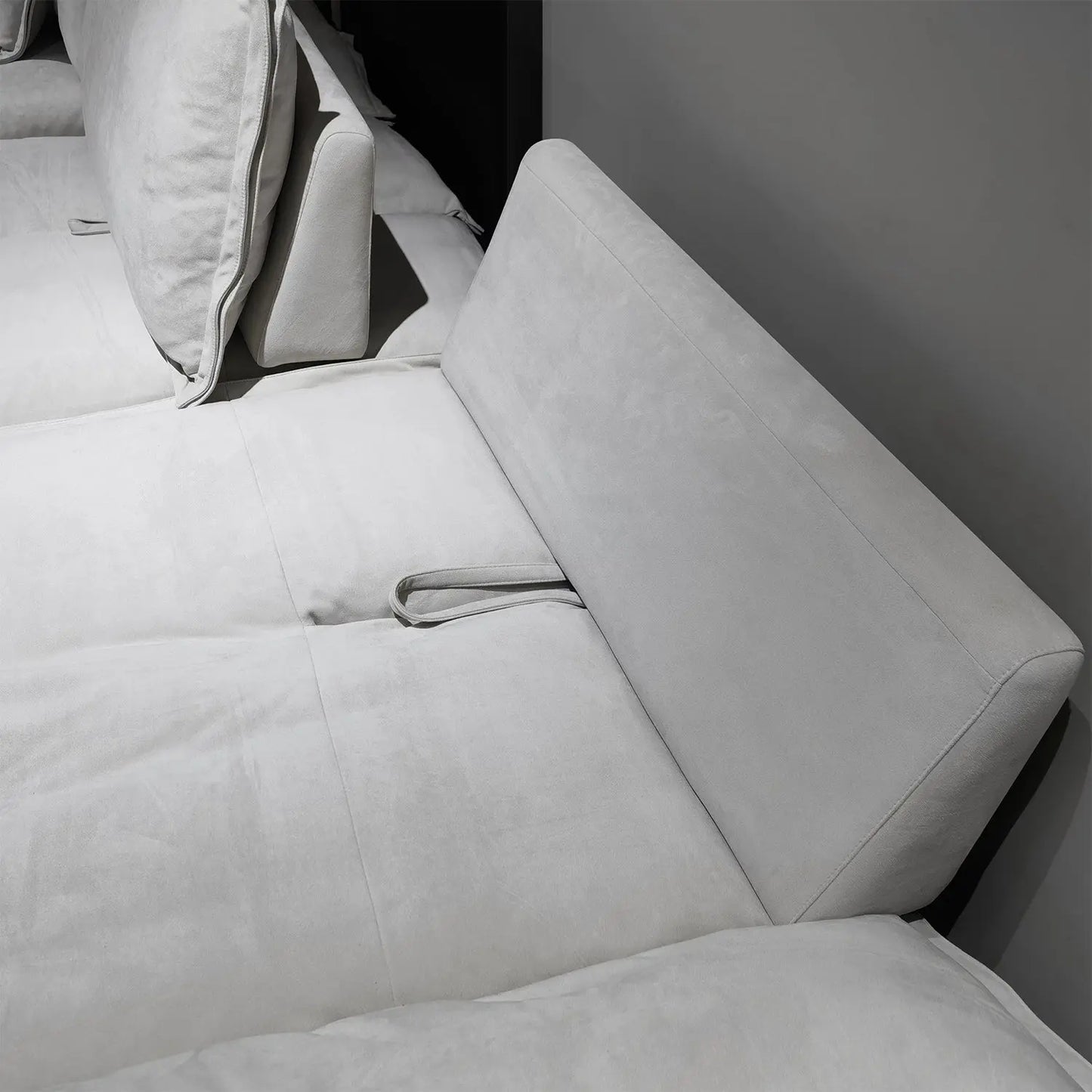 Cream Style Modern Simplicity Straight-Line Design Fabric Sofa for Living Room with Tech-Fabric Cloud Cushions Marsiling